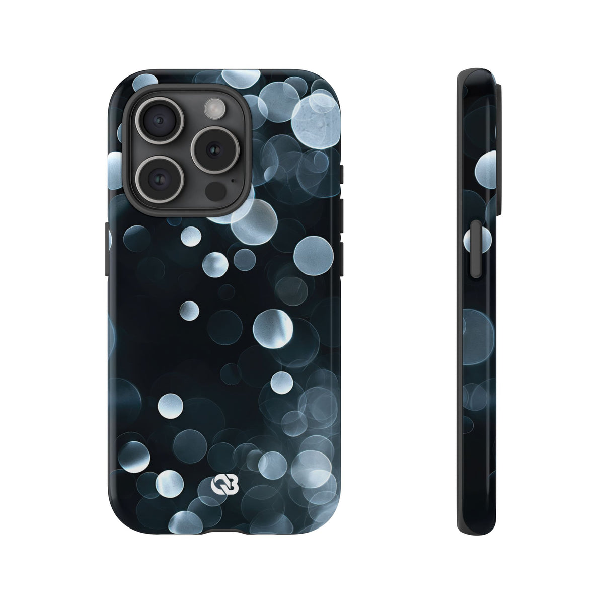 Black Tough Phone Case for iPhone - Silver Orbit Glow