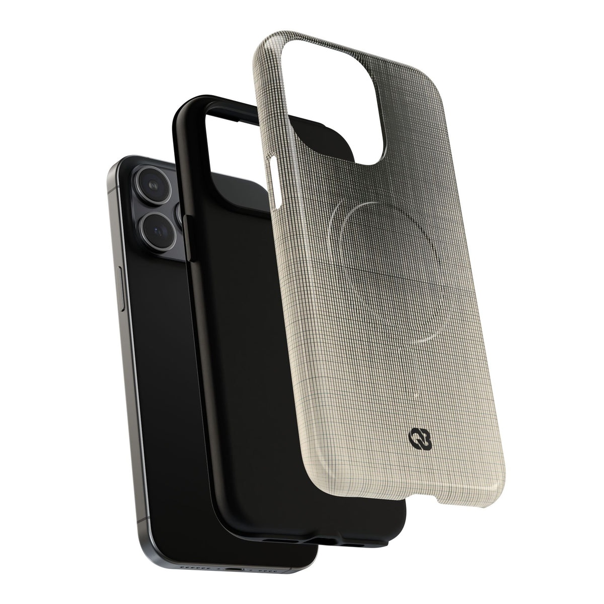 Beige Tough 2.0 Magsafe Phone Case for iPhone - Carbon Screen Grid