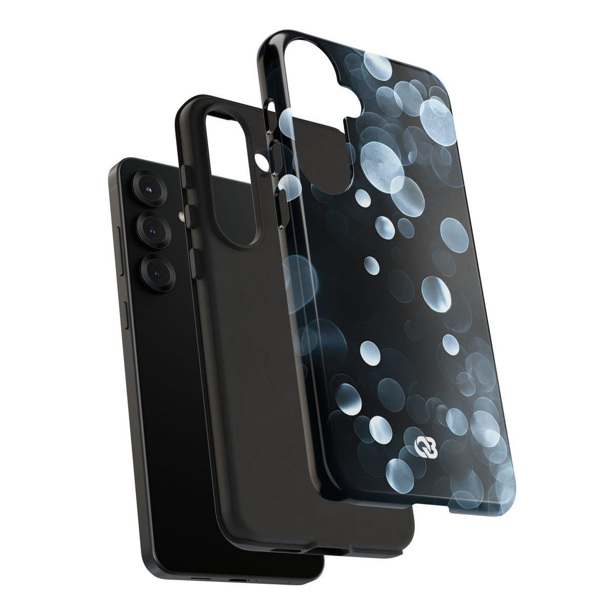 Black Tough Phone Case for Samsung - Silver Orbit Glow