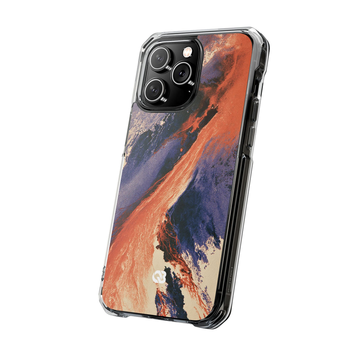 Solar Aura Drift · Clear Impact Magnetic Phone Case for iPhone · Orange