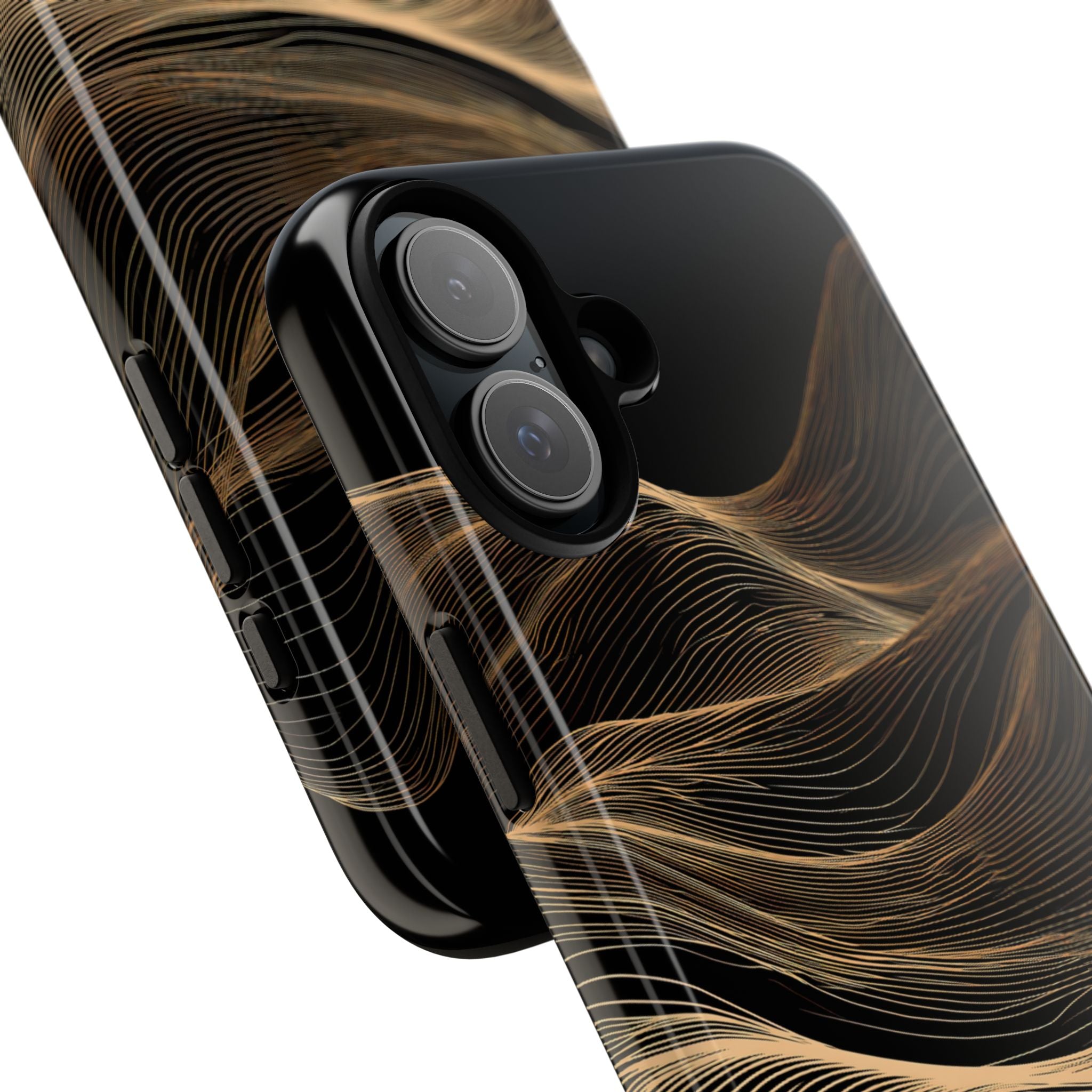 Black Tough Phone Case for iPhone - Copper Topo Ridge
