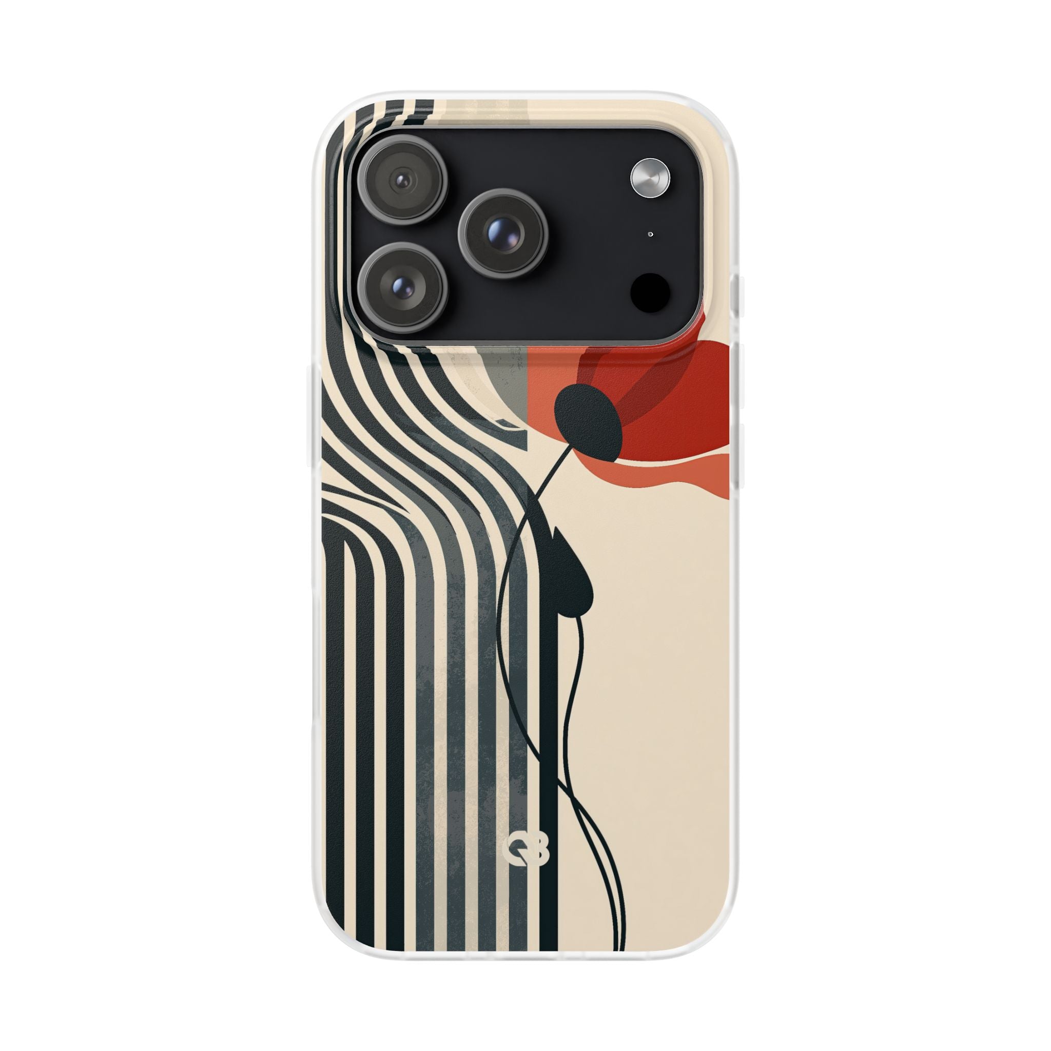 Beige Lite Phone Case for iPhone - Crimson Line Bloom