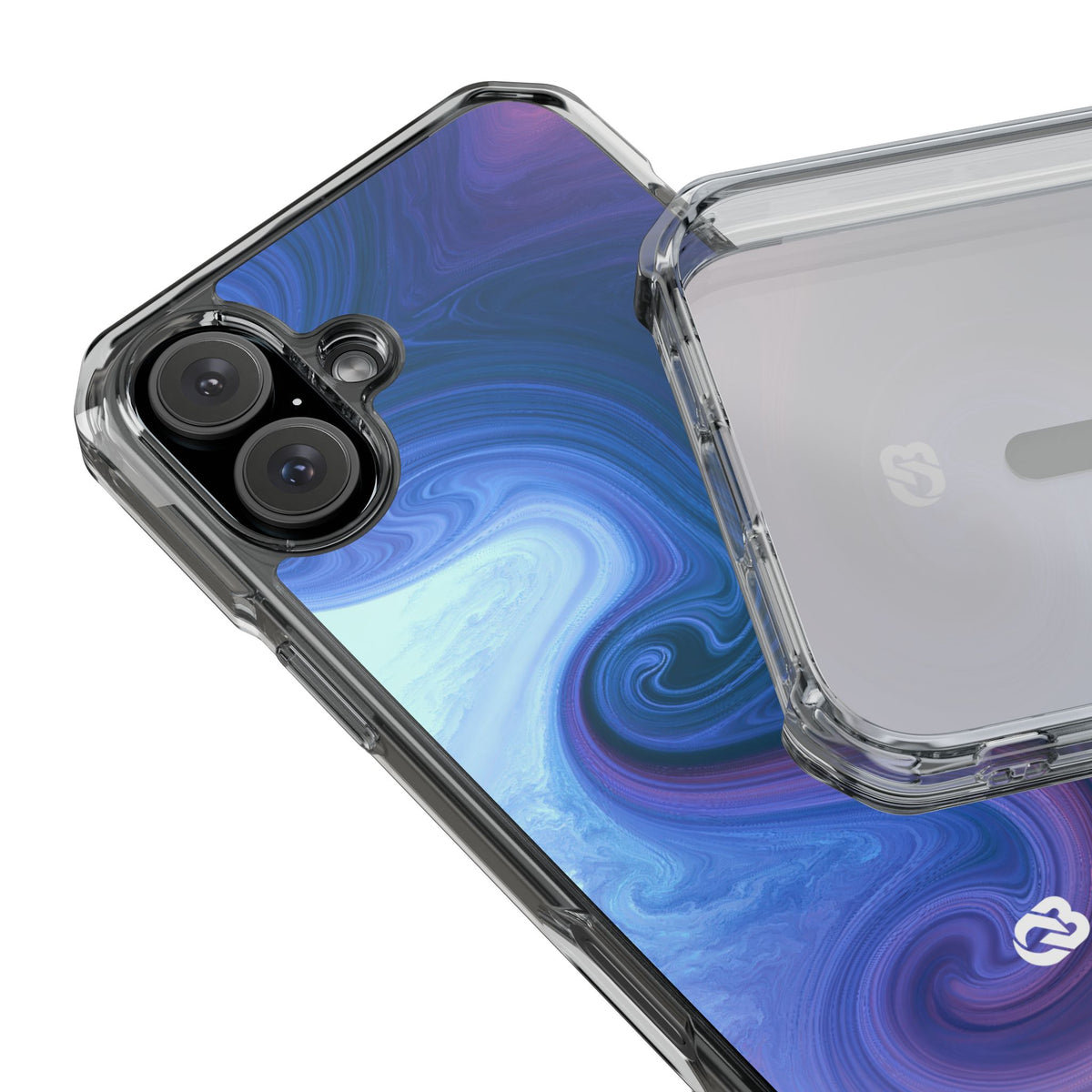 Azure Fluid Swirl · Clear Impact Magnetic Phone Case for iPhone · Blue