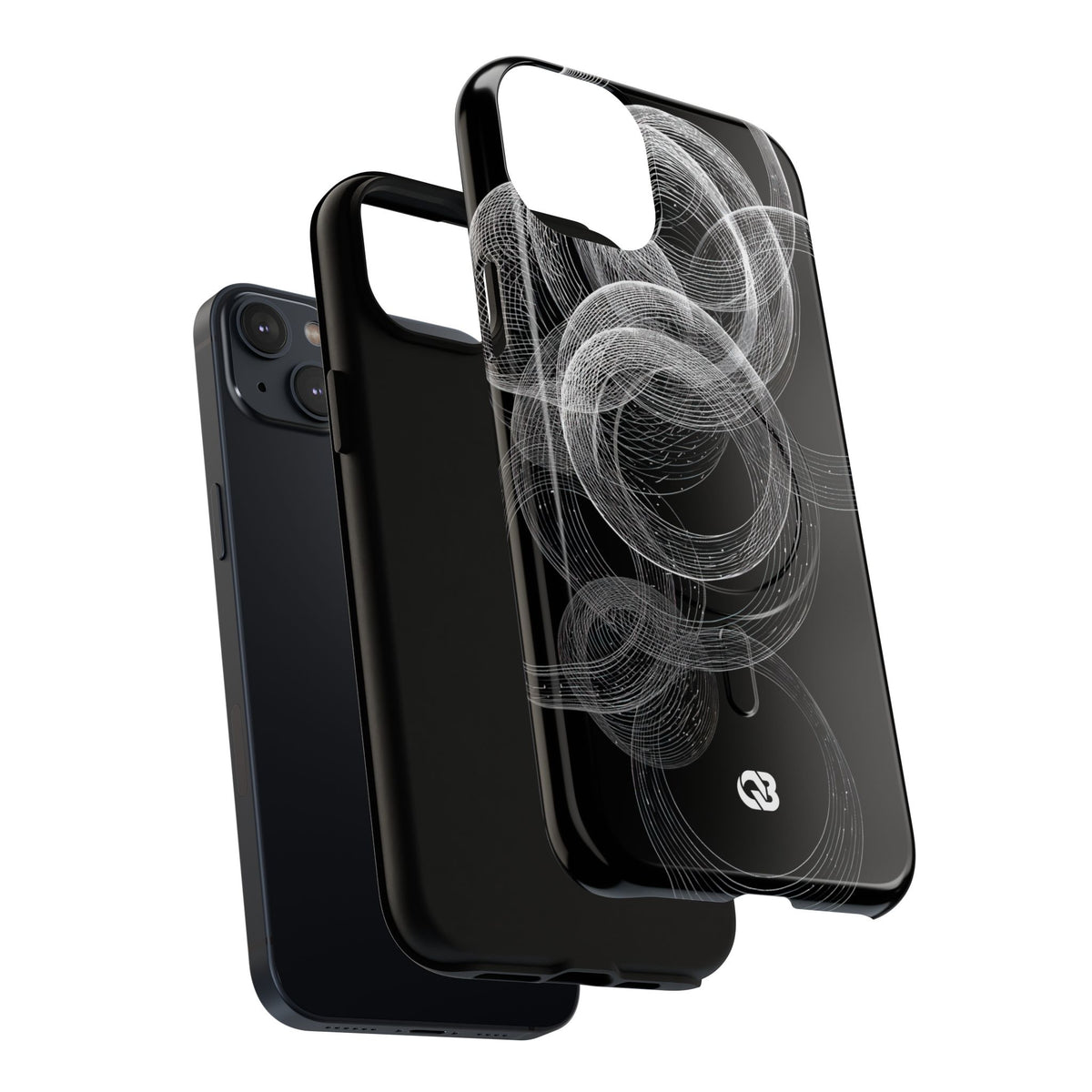 Black Tough 2.0 Magsafe Phone Case for iPhone - Kinetic Wireframe Orbit