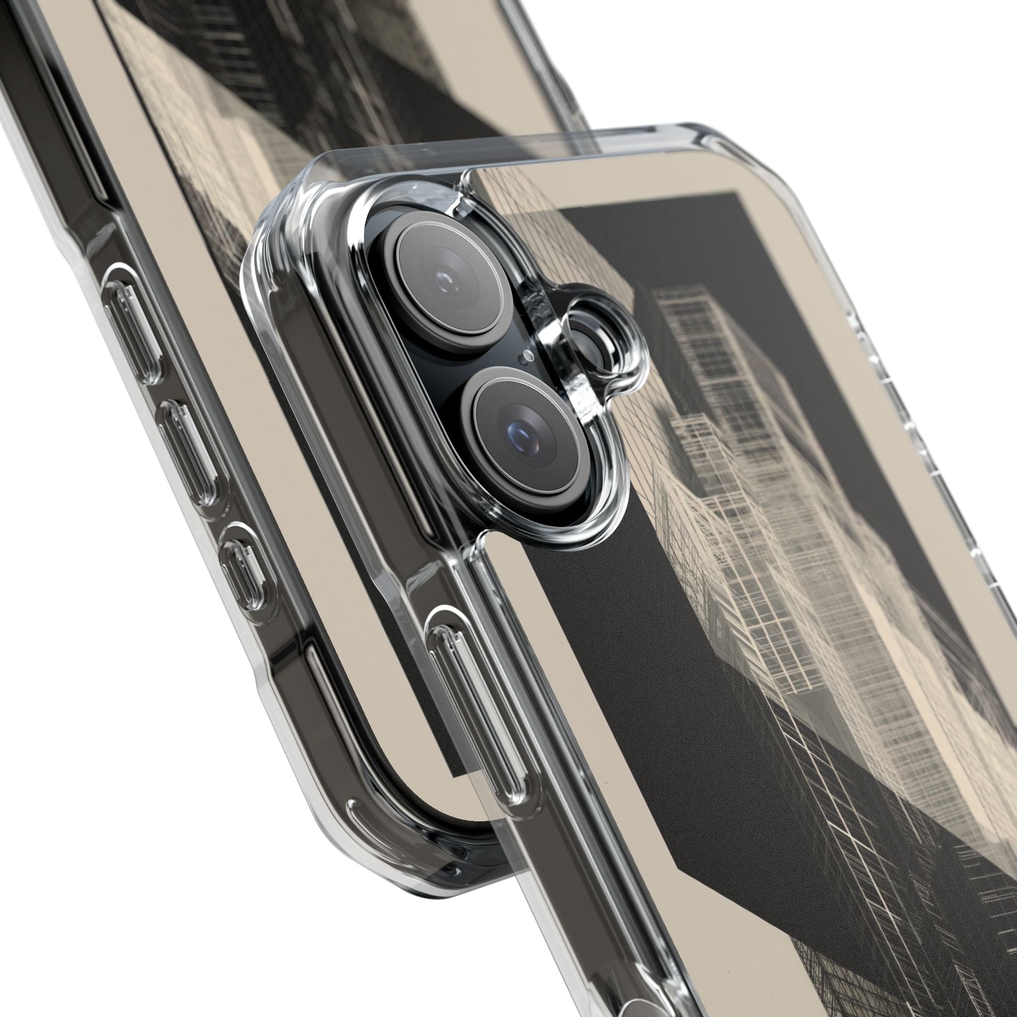 Beige Impact MagSafe Phone Case for iPhone - Monolith Urban Grid