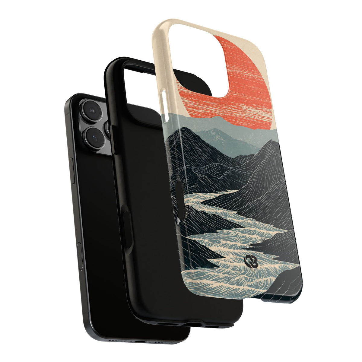 Beige Tough Phone Case for iPhone - Crimson Ridge Flow