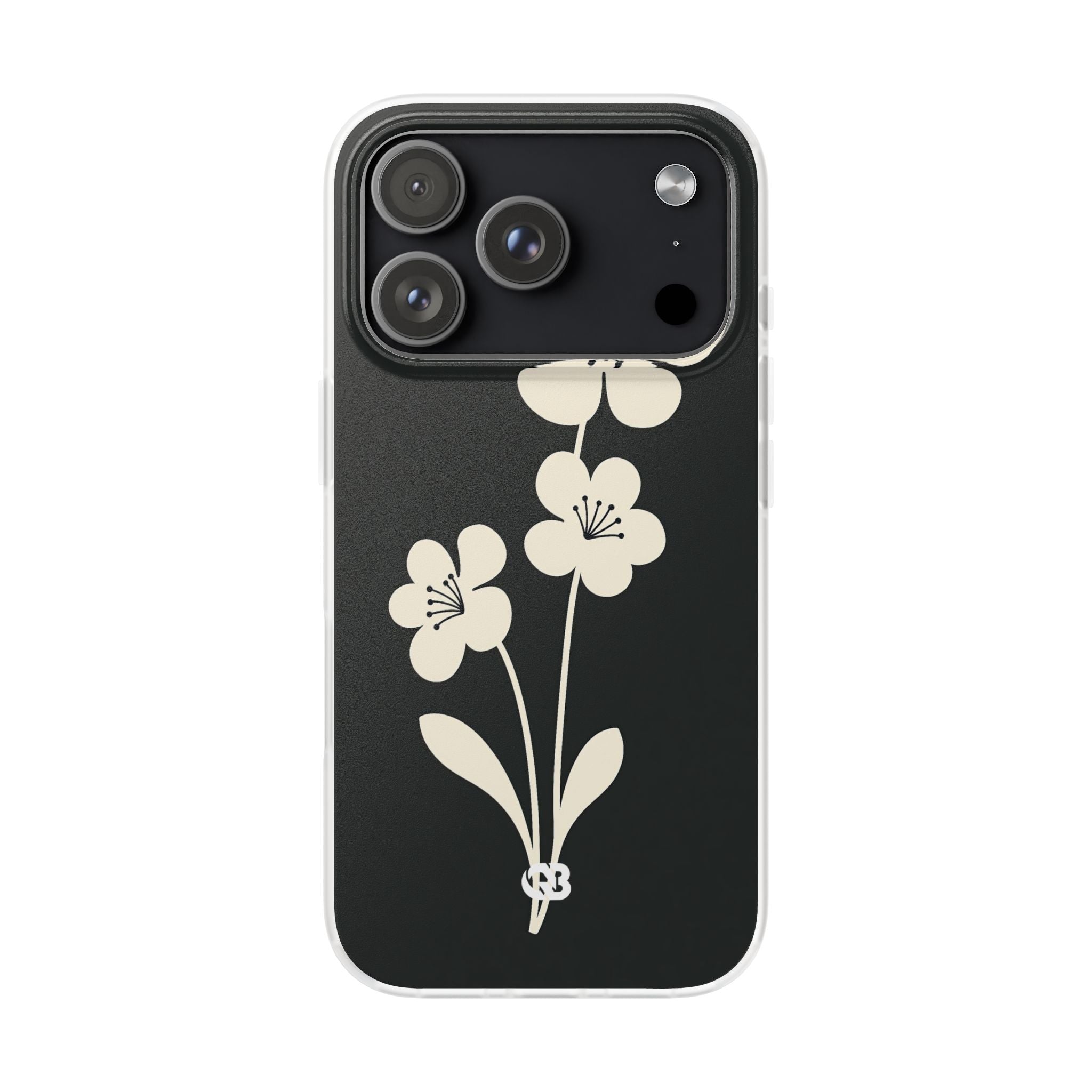 Black Lite Phone Case for iPhone - Obsidian Cream Bloom