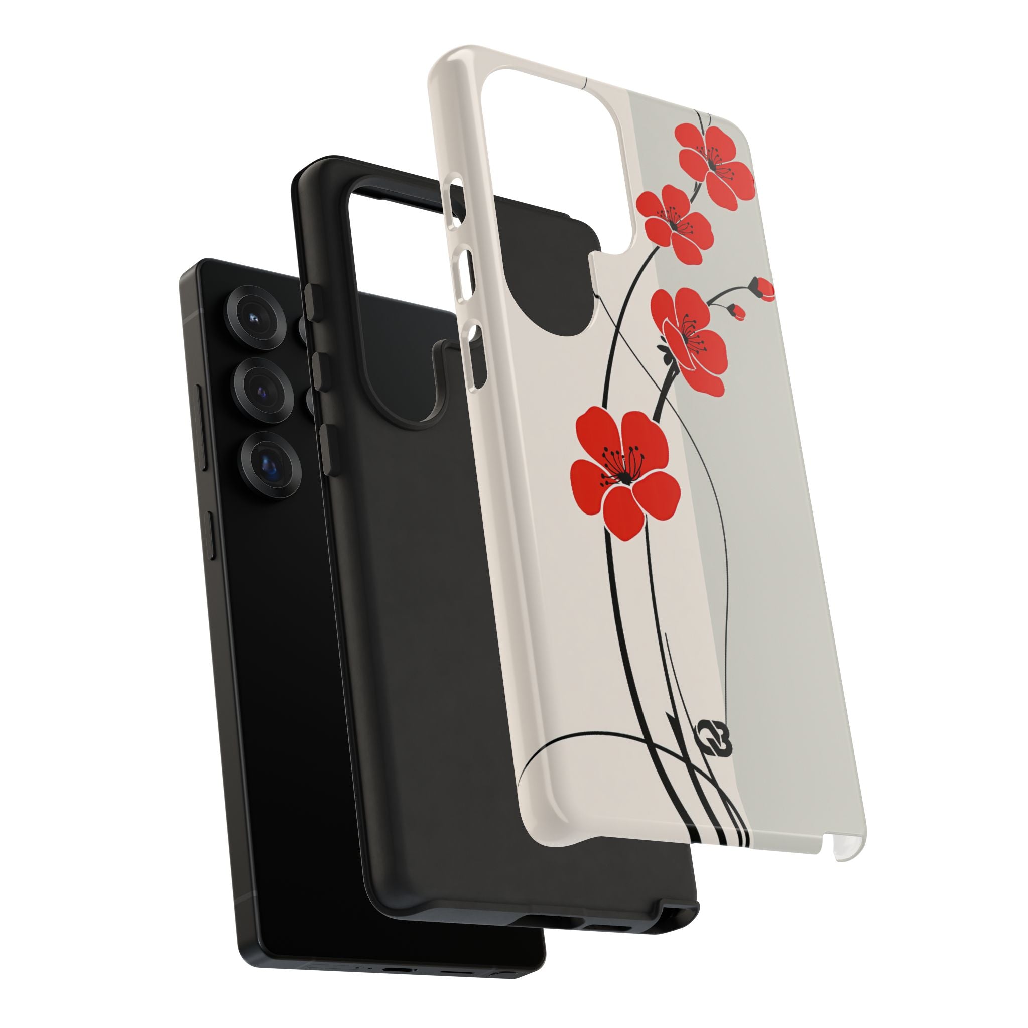 Red Tough Phone Case for Samsung - Crimson Plum Ink