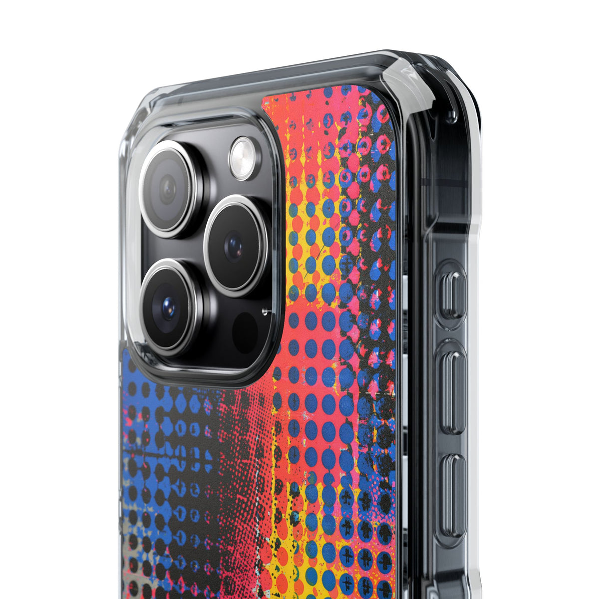 Chromatic Halftone Grid · Clear Impact Magnetic Phone Case for iPhone · Blue