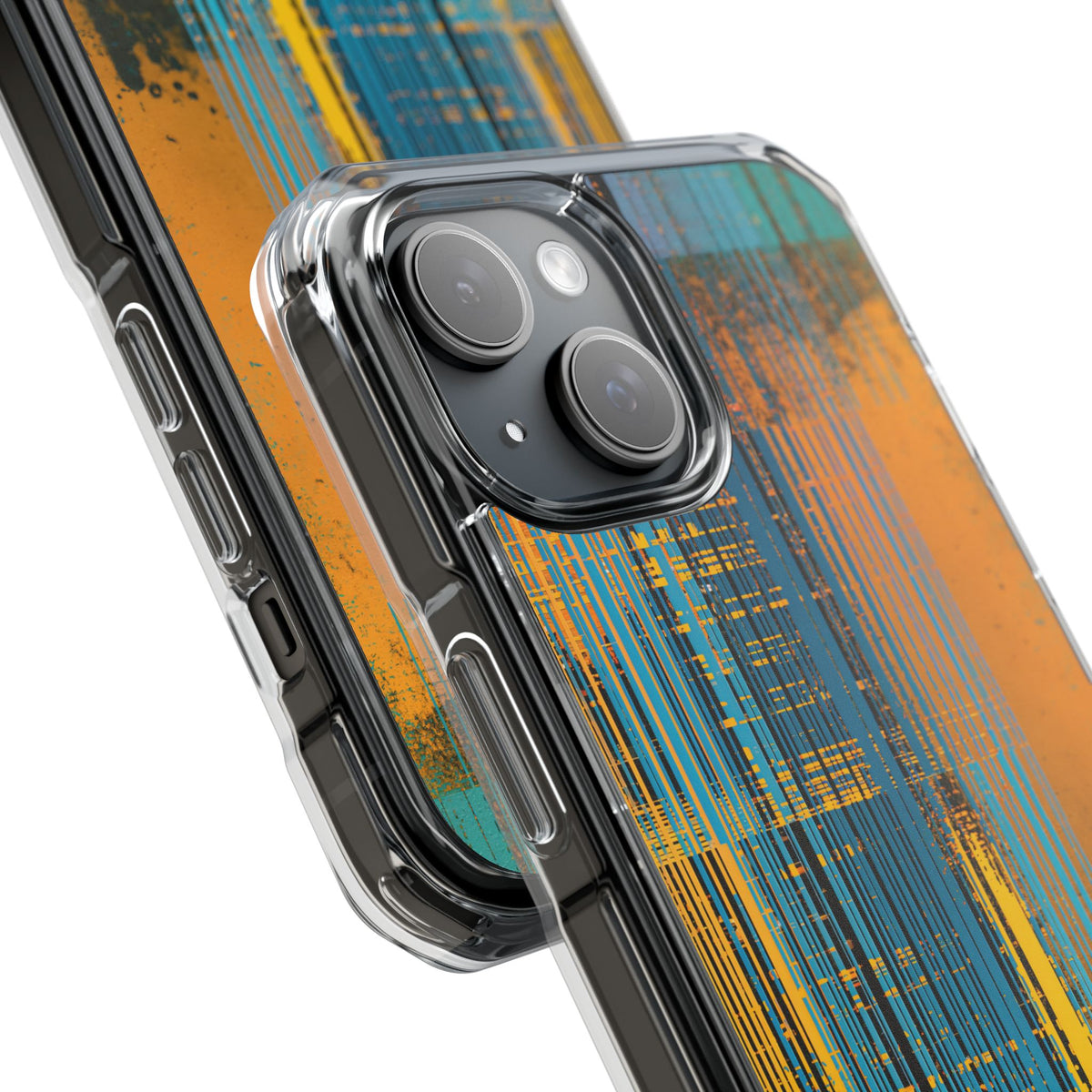 Cyber Glitch Stream · Clear Impact Magnetic Phone Case for iPhone · Teal