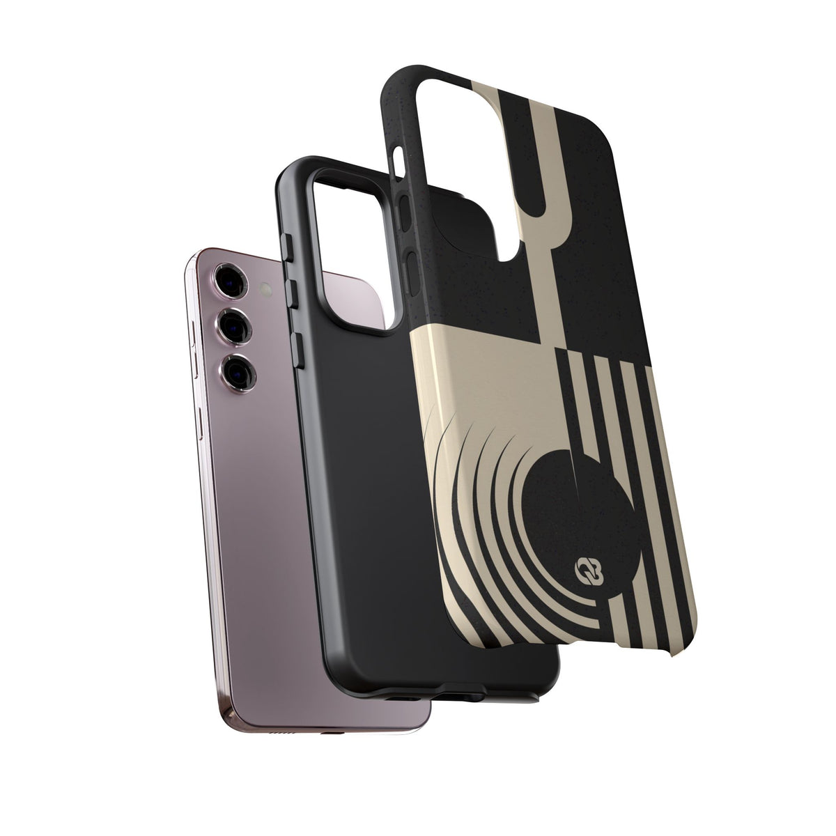 Black Tough Phone Case for Samsung - Ivory Signal Grid