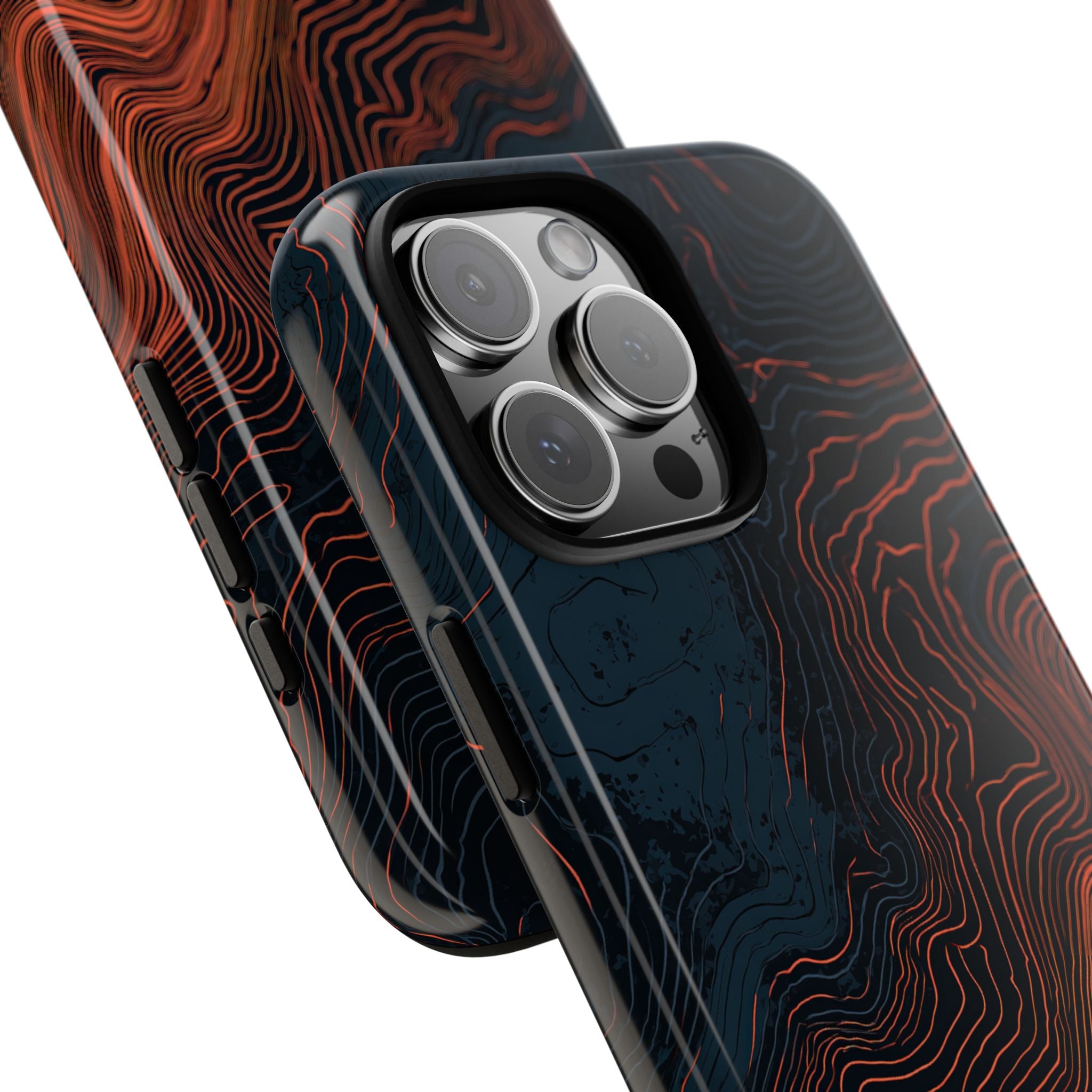 Black Tough Phone Case for iPhone - Volcanic Basalt Map