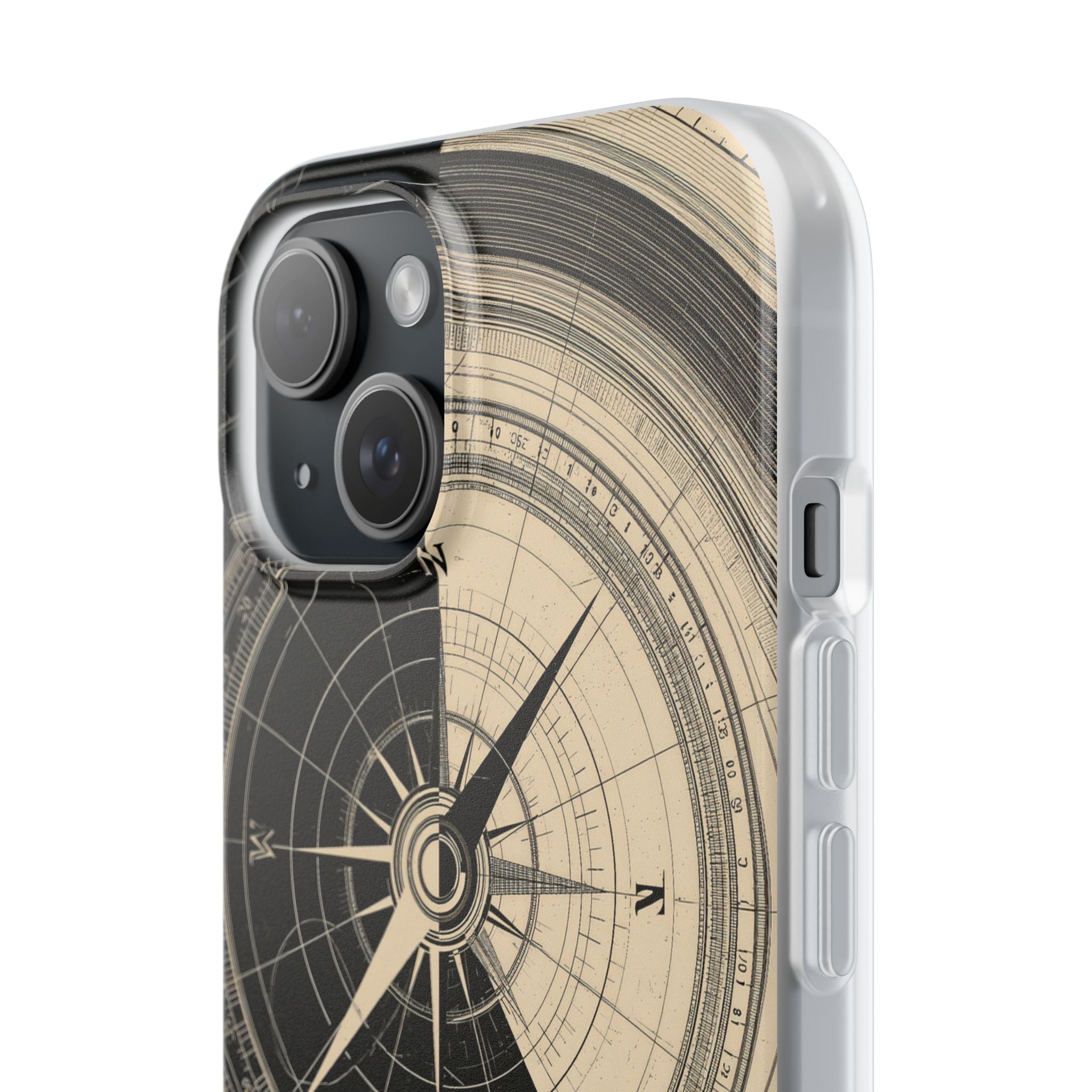 Beige Lite Phone Case for iPhone - Obsidian Nautical Blueprint