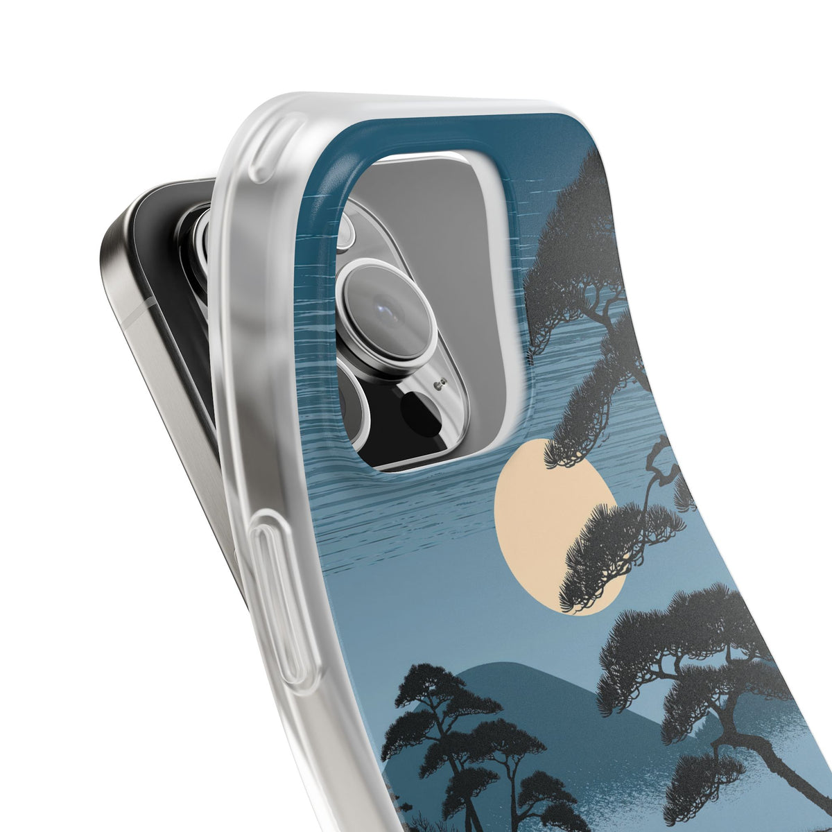 Blue Lite Phone Case for iPhone - Midnight Kyoto Pine