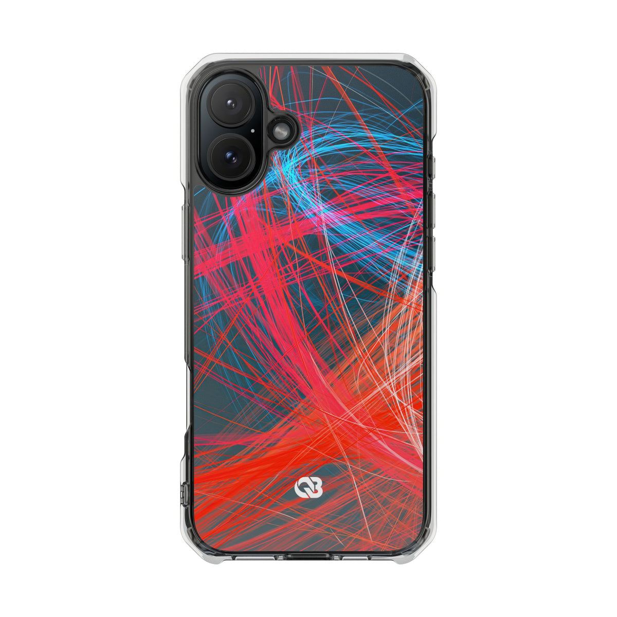 Neon Fiber Stream · Clear Impact Magnetic Phone Case for iPhone · Red