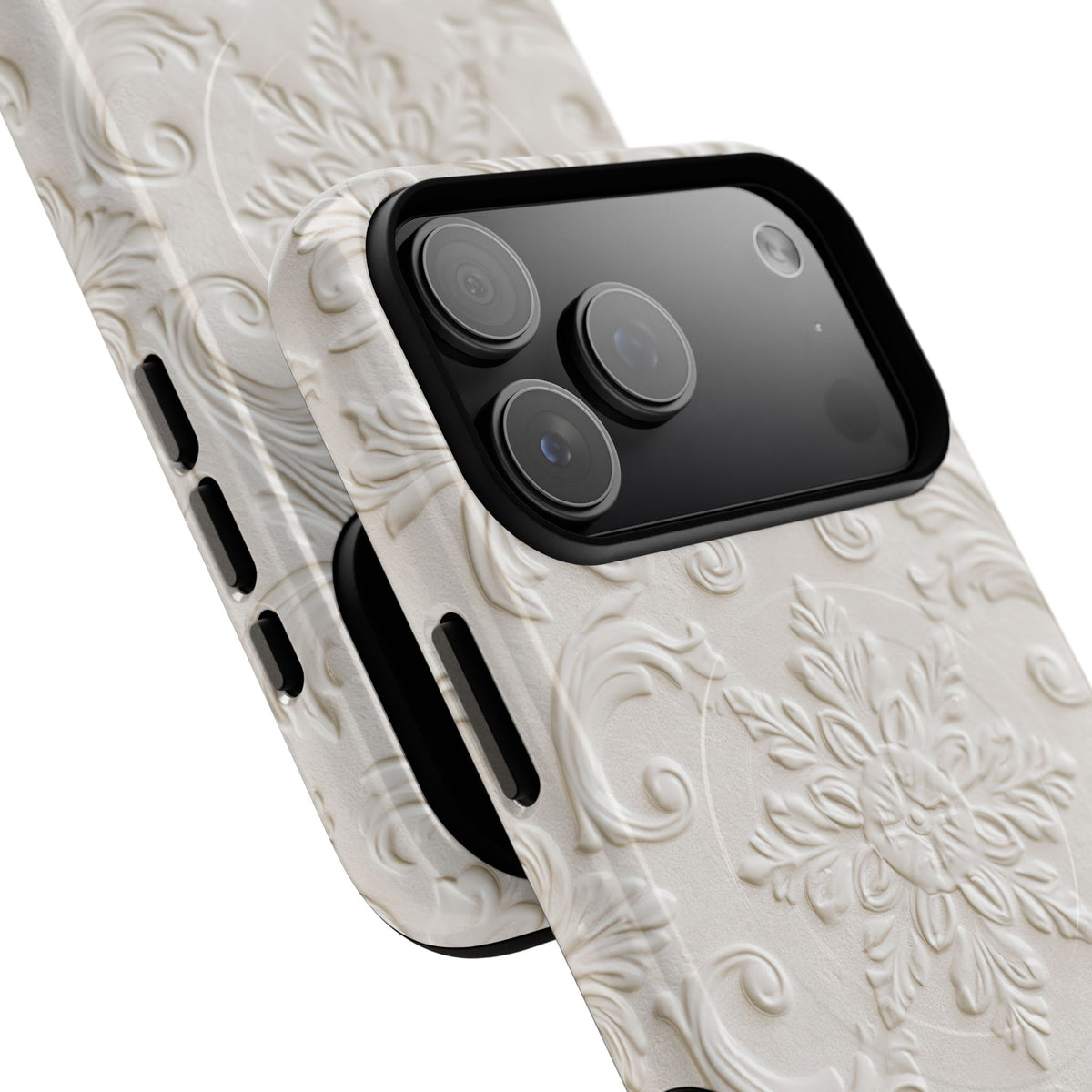 White Tough 2.0 Magsafe Phone Case for iPhone - Alabaster Floral Relief