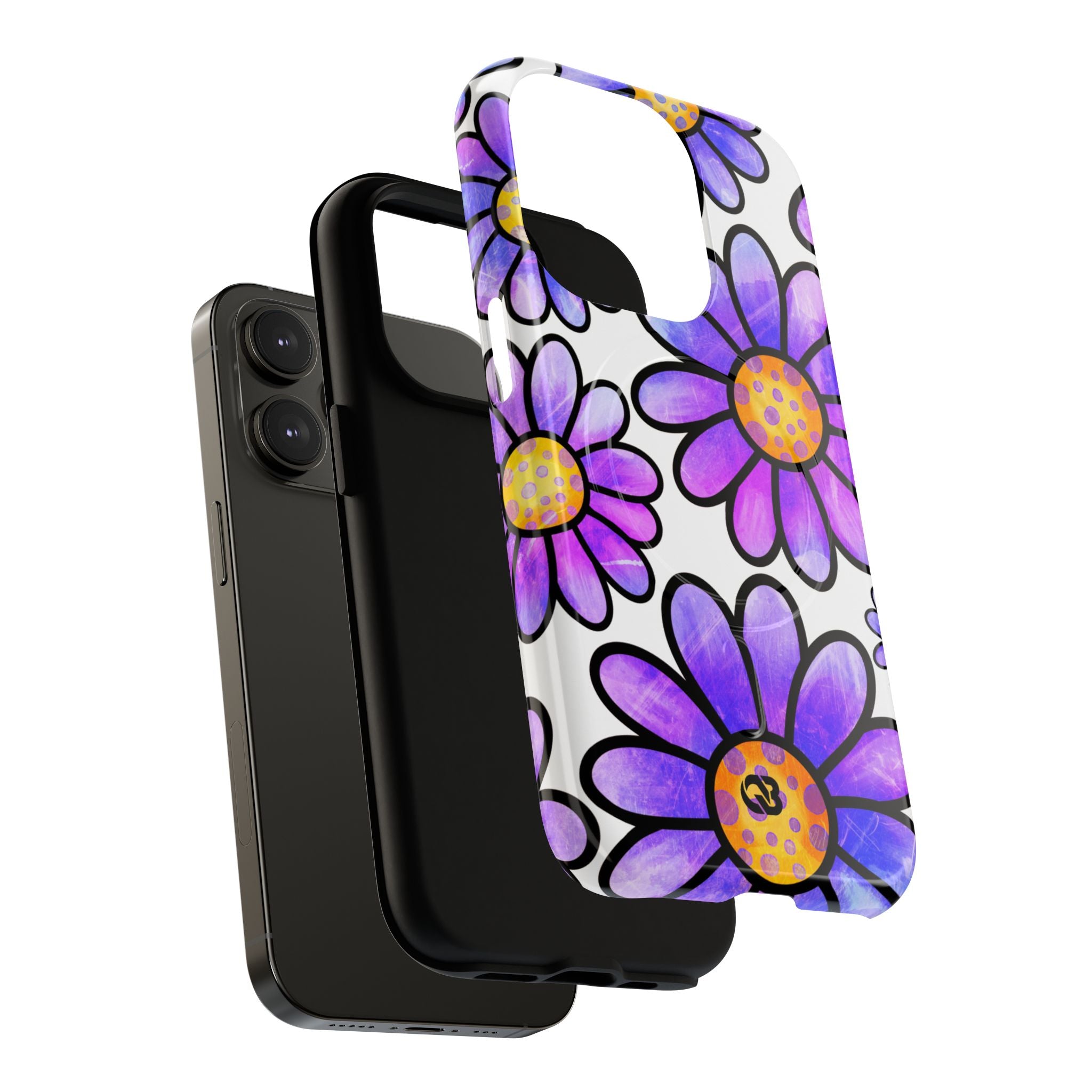 Violet Grunge Bloom · Tough+ Handyhülle für iPhone · Magsafe
