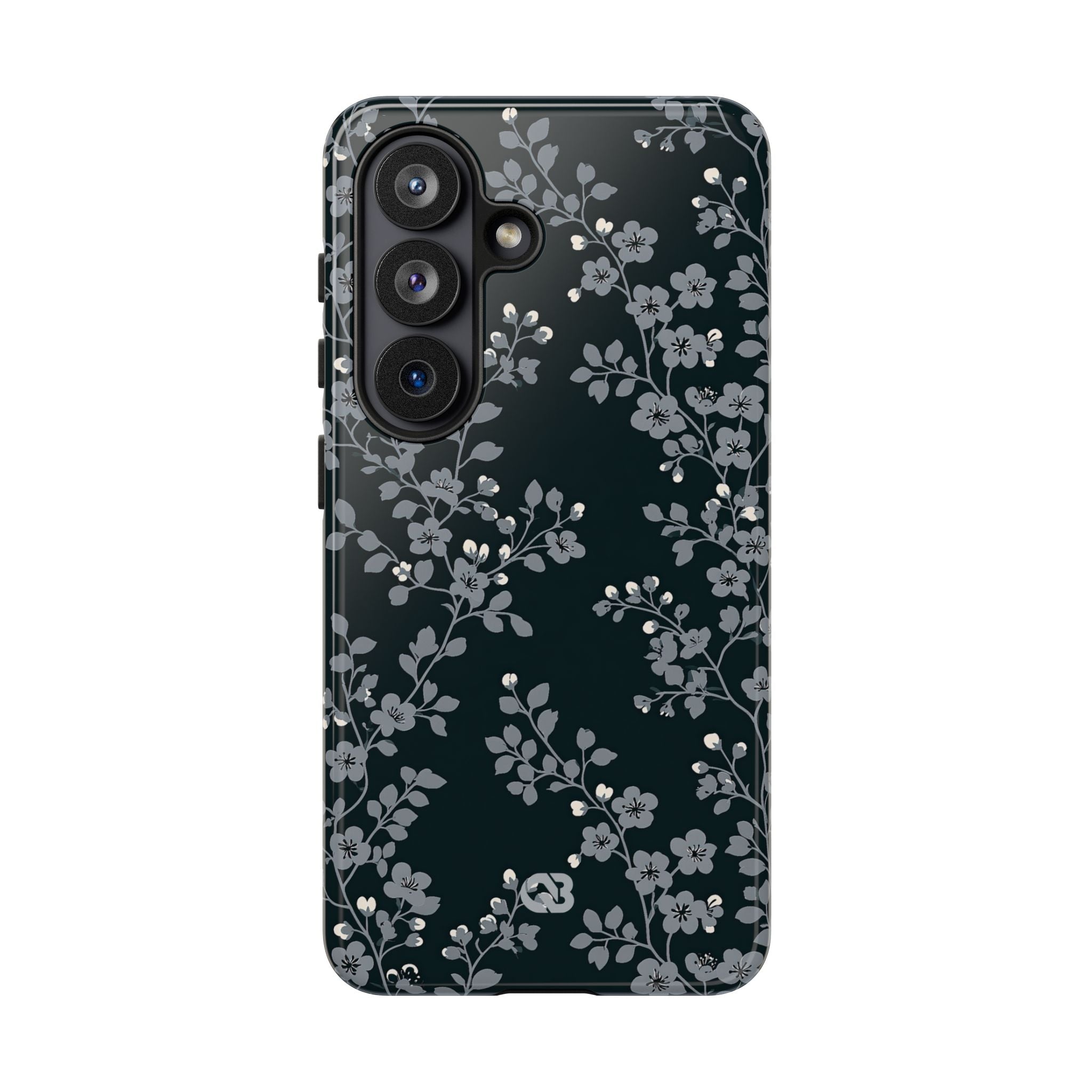 Black Tough Phone Case for Samsung - Midnight Slate Blossom
