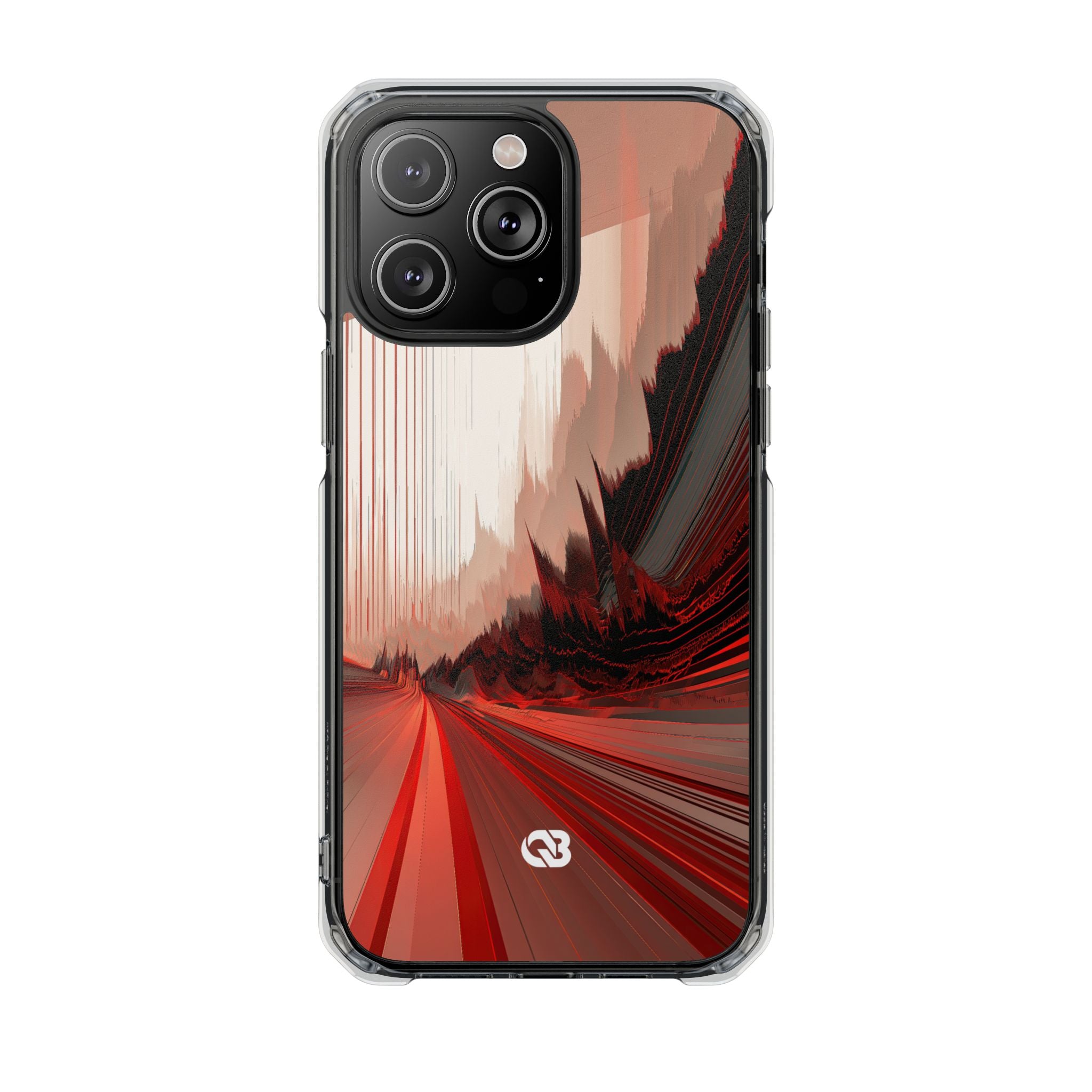 Red Impact MagSafe Phone Case for iPhone - Crimson Pulse Horizon