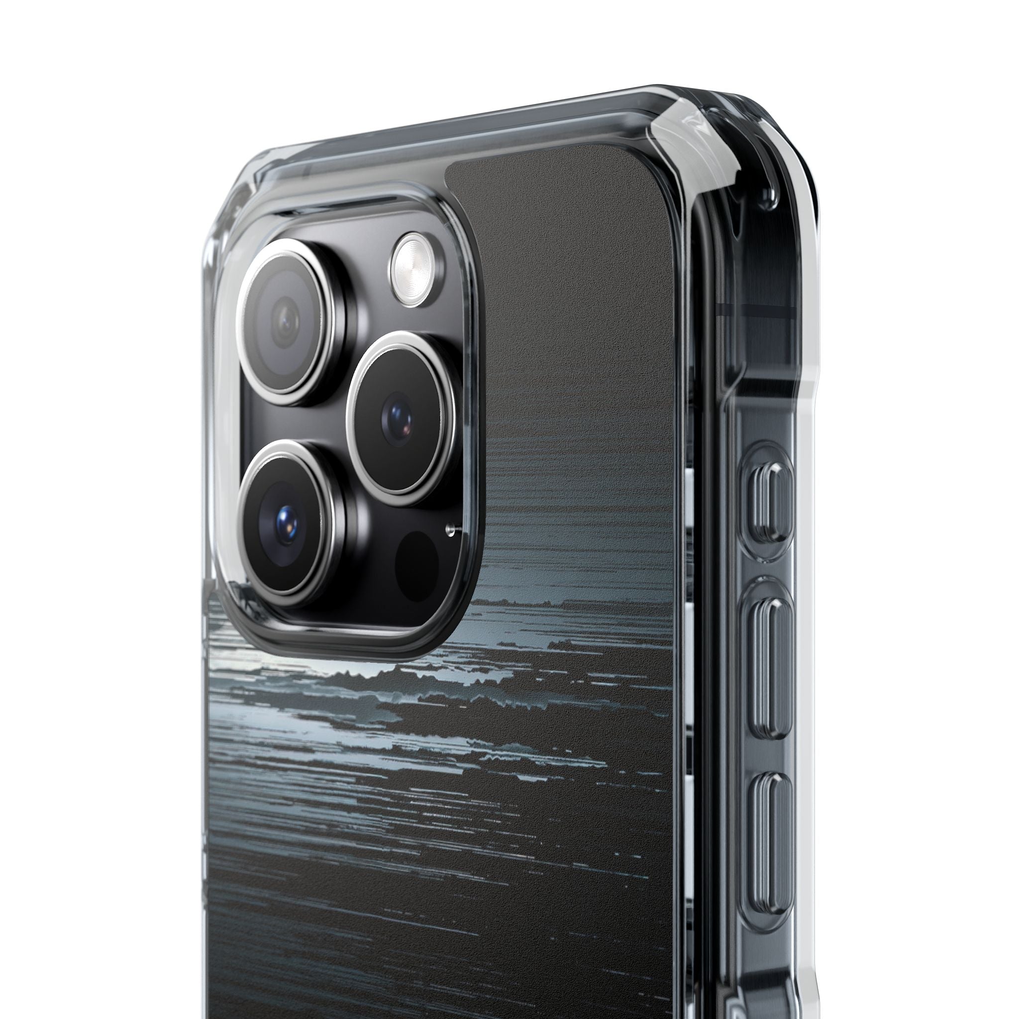 Black Impact MagSafe Phone Case for iPhone - Frozen Signal Glitch