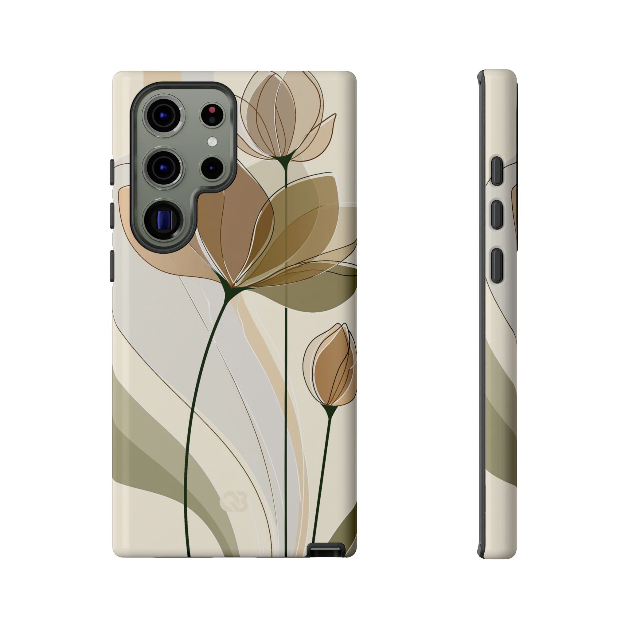 Beige Tough Phone Case for Samsung - Muted Ochre Petals