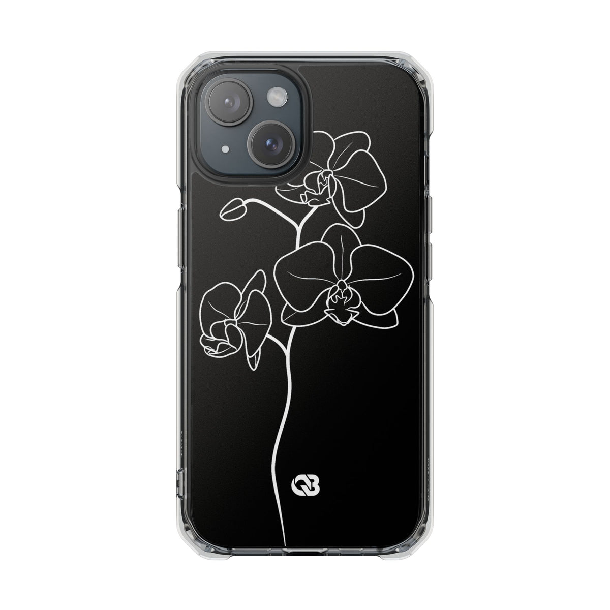 Midnight Orchid · Clear Impact Magnetic Phone Case for iPhone · Black