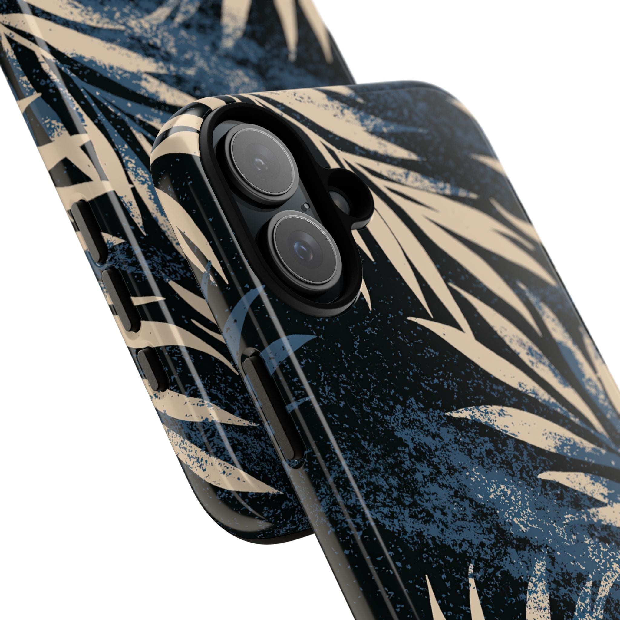 Blue Tough Phone Case for iPhone - Midnight Indigo Palm