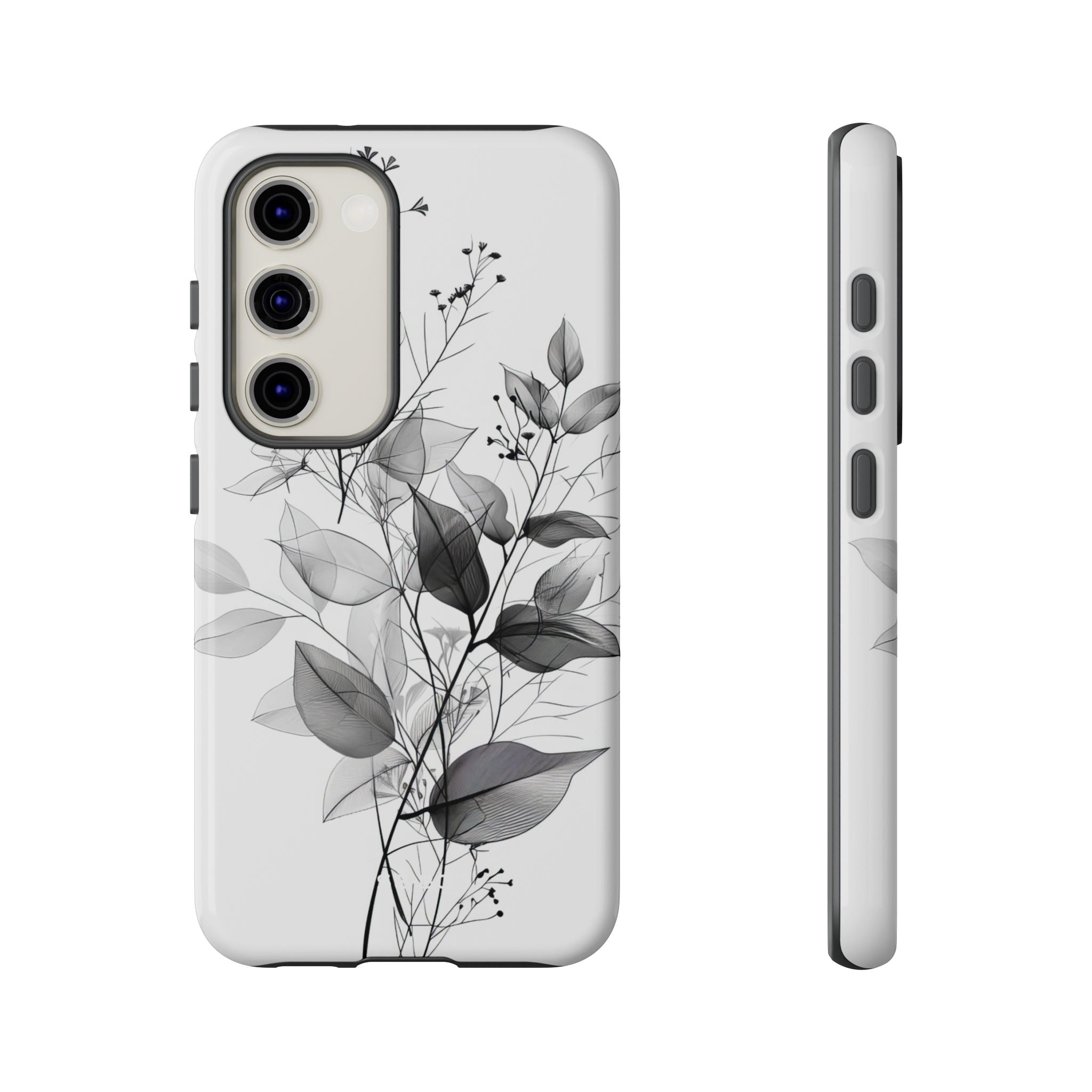 Veined Leaves Gray Samsung S23 Case - Tough