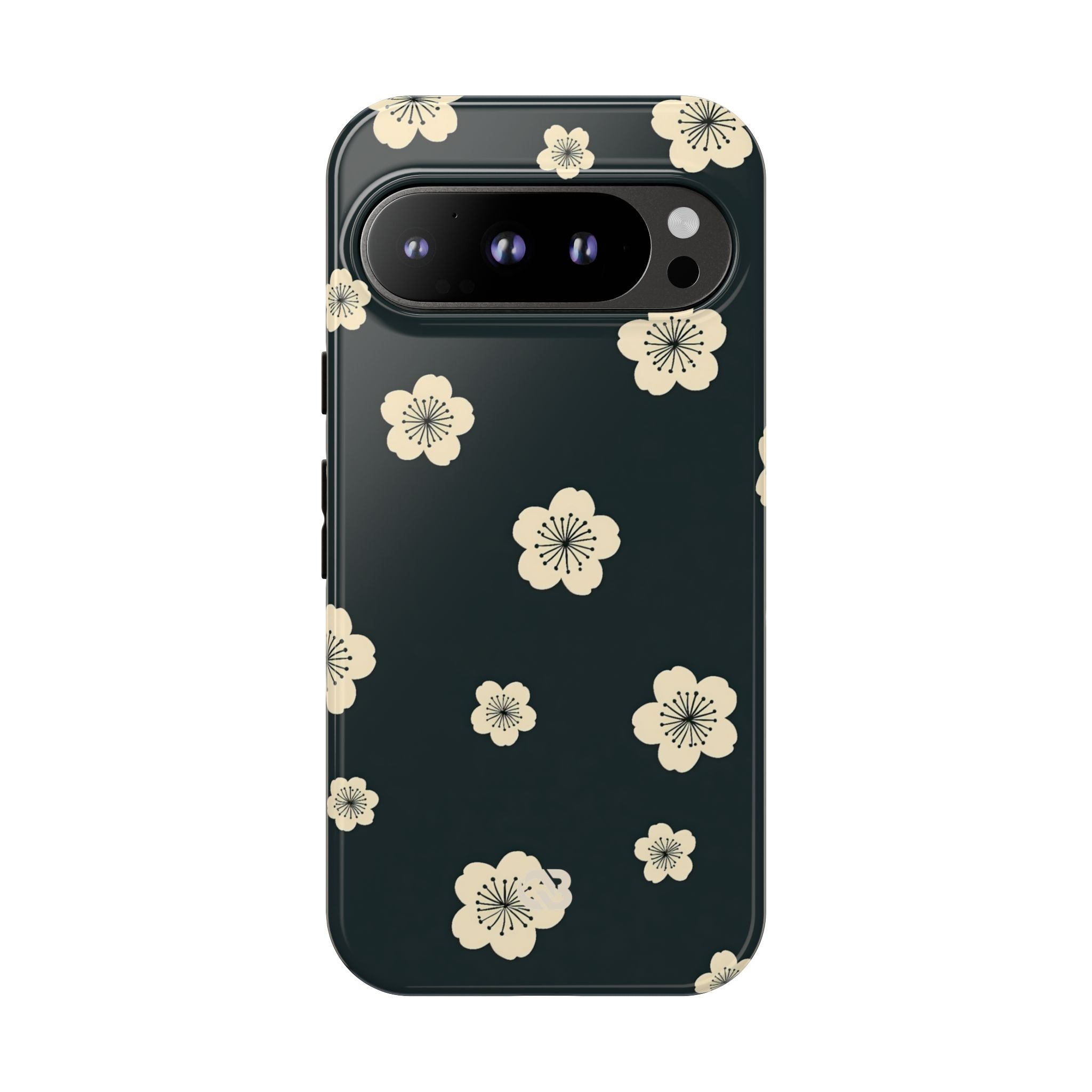 Teal Tough Phone Case for Google Pixel - Obsidian Cream Petals