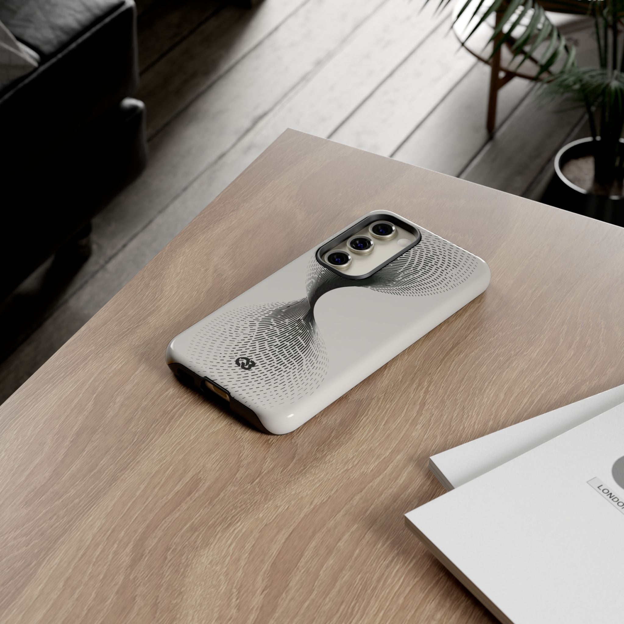 White Tough Phone Case for Samsung - Linear Torsion Grid