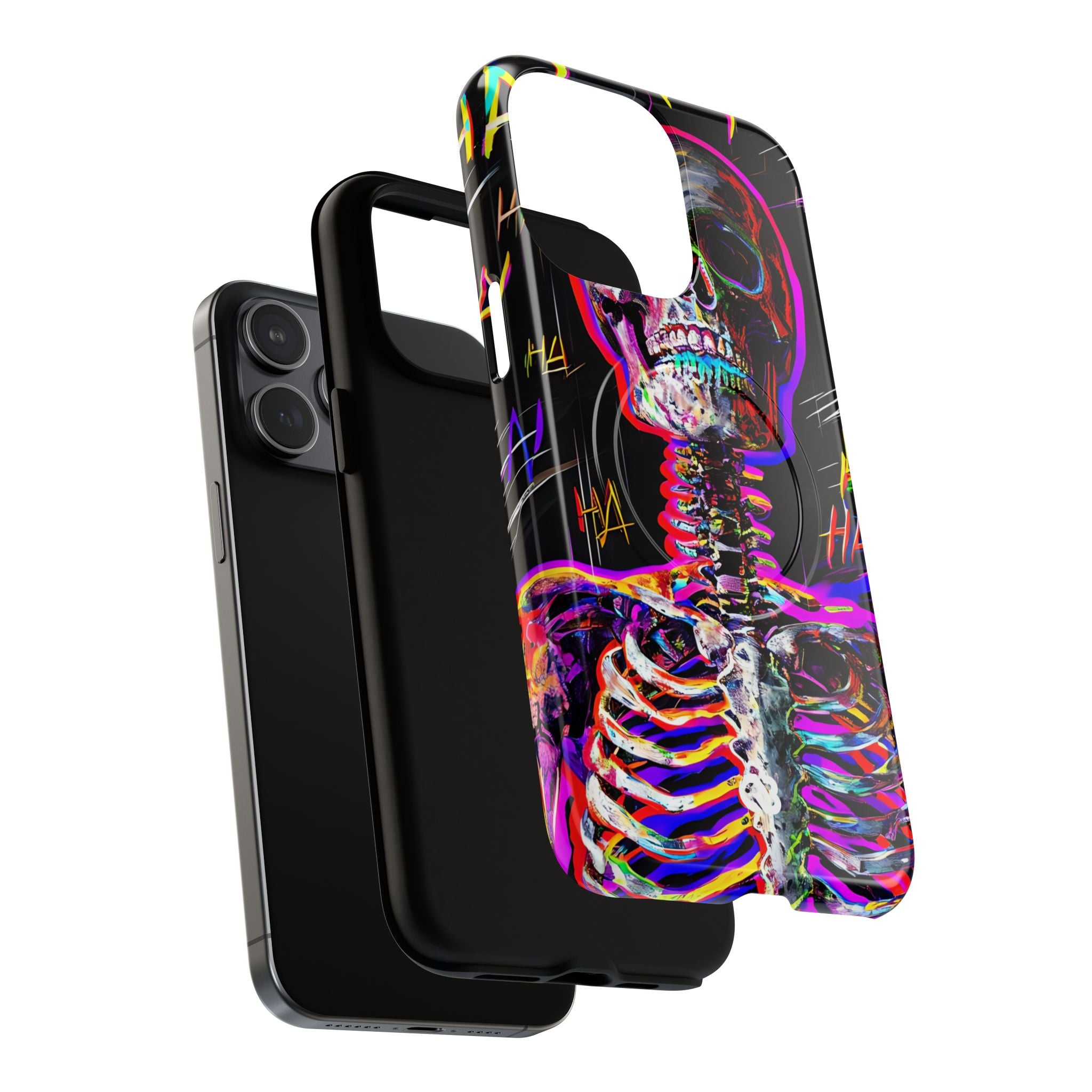 Neon Glitch Skeleton · Tough+ Coque de téléphone pour iPhone · Magsafe