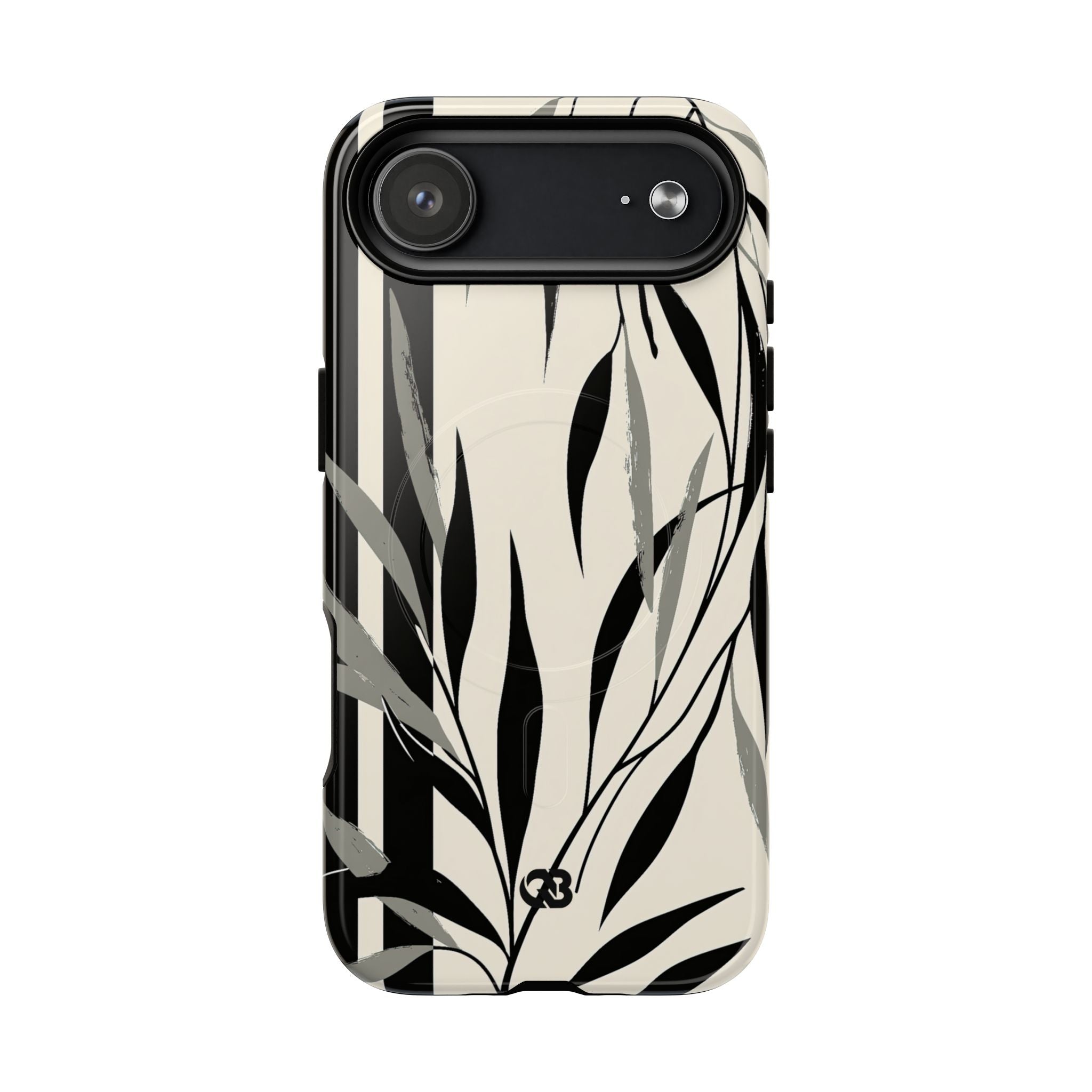 Beige Tough 2.0 Magsafe Phone Case for iPhone - Soot Leaf Sketch