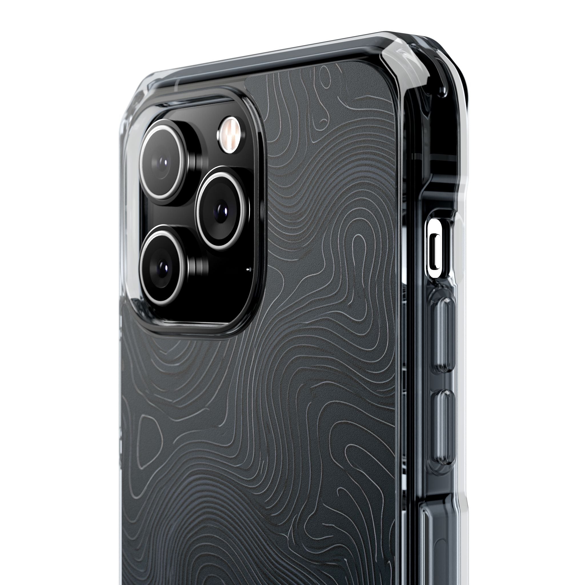 Black Impact MagSafe Phone Case for iPhone - Obsidian Ridge Topo