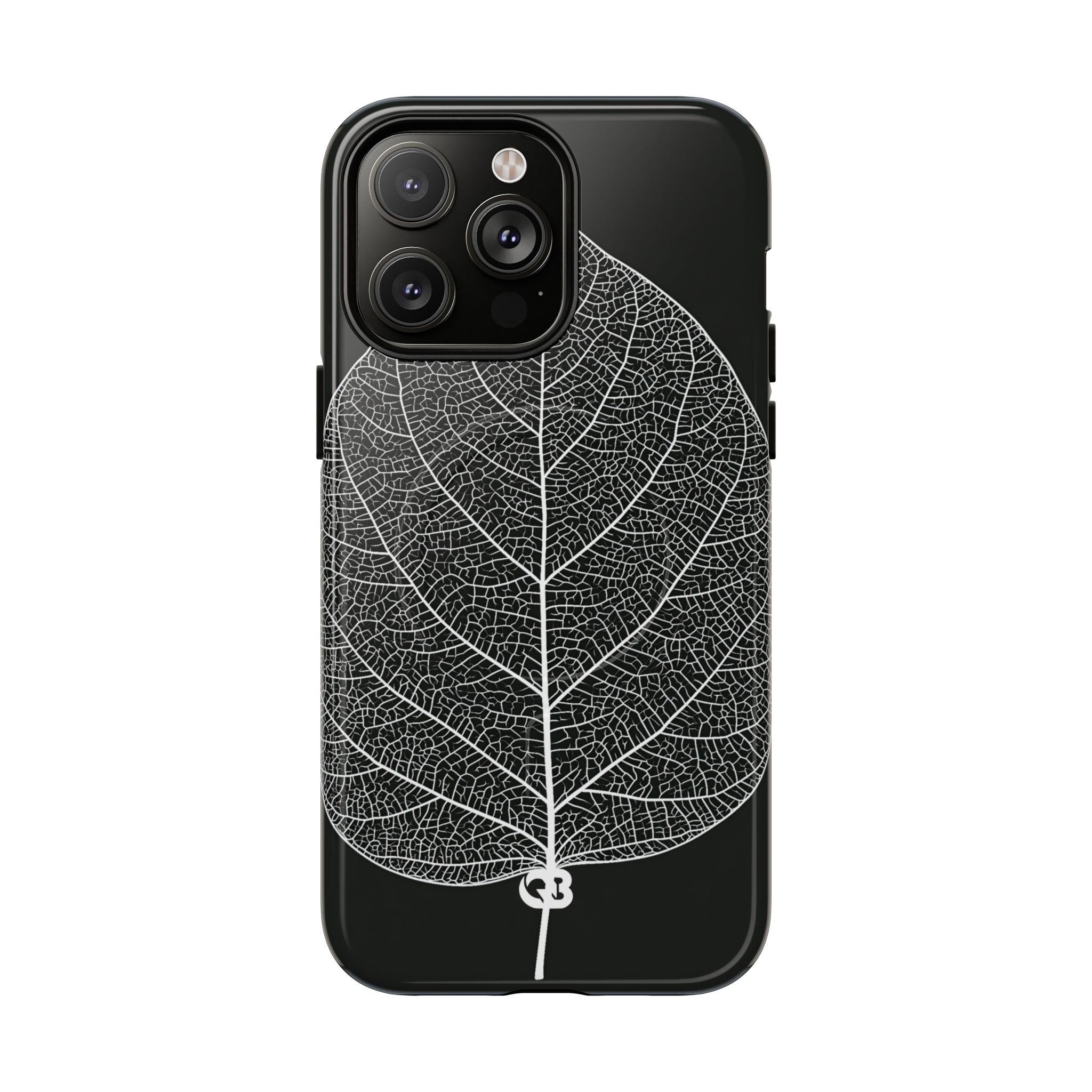 Black Tough 2.0 Magsafe Phone Case for iPhone - Bleached Leaf Lattice