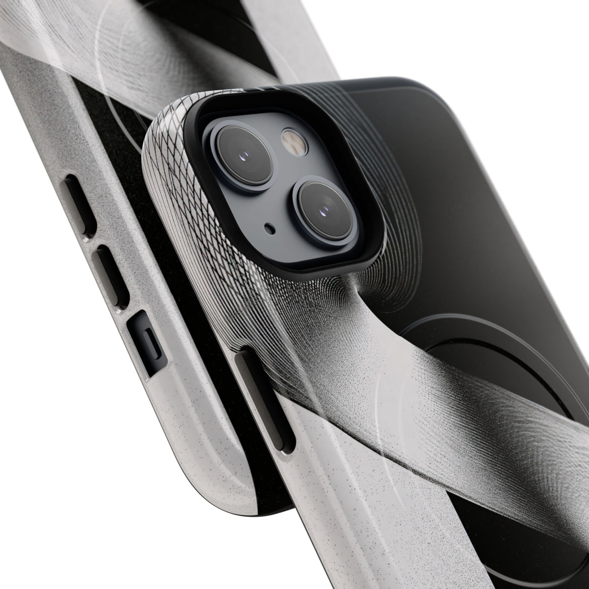 Grey Tough 2.0 Magsafe Phone Case for iPhone - Obsidian Moiré Wave