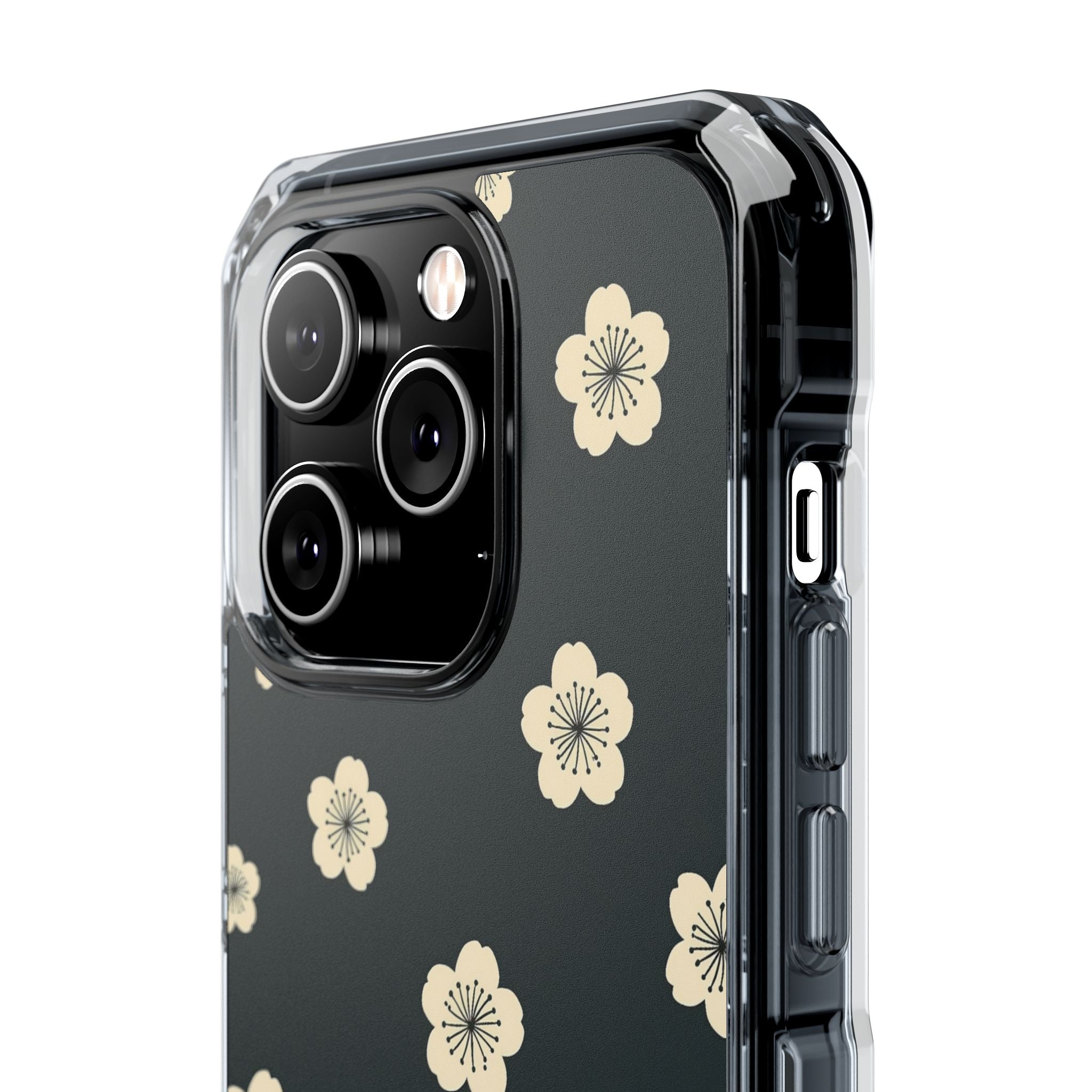 Teal Impact MagSafe Phone Case for iPhone - Obsidian Cream Petals