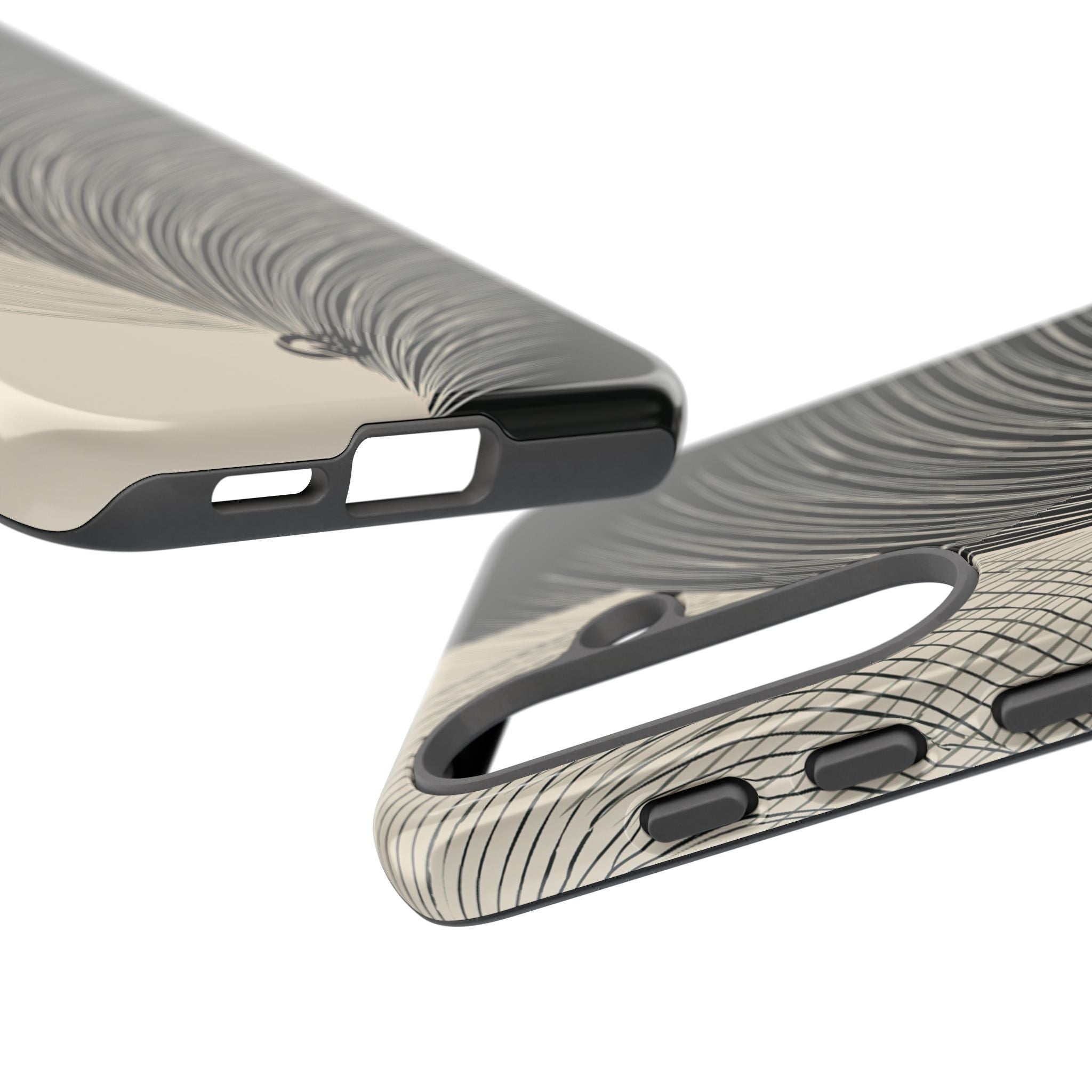 Beige Tough Phone Case for Samsung - Obsidian Cream Plume