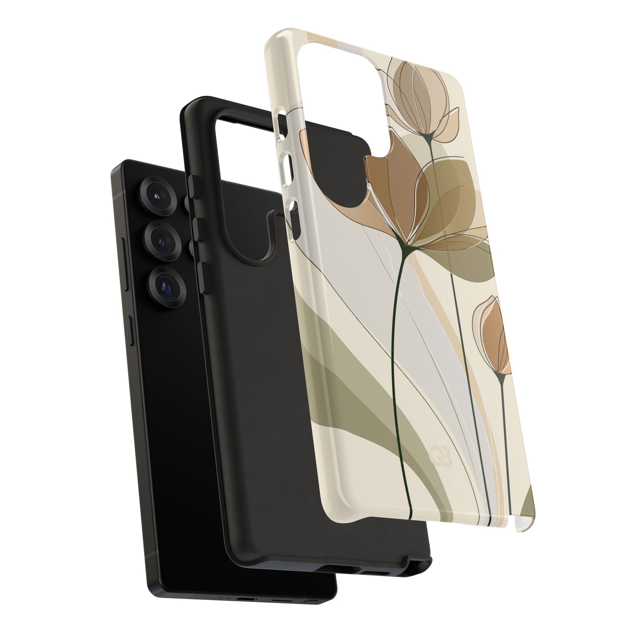 Beige Tough Phone Case for Samsung - Muted Ochre Petals
