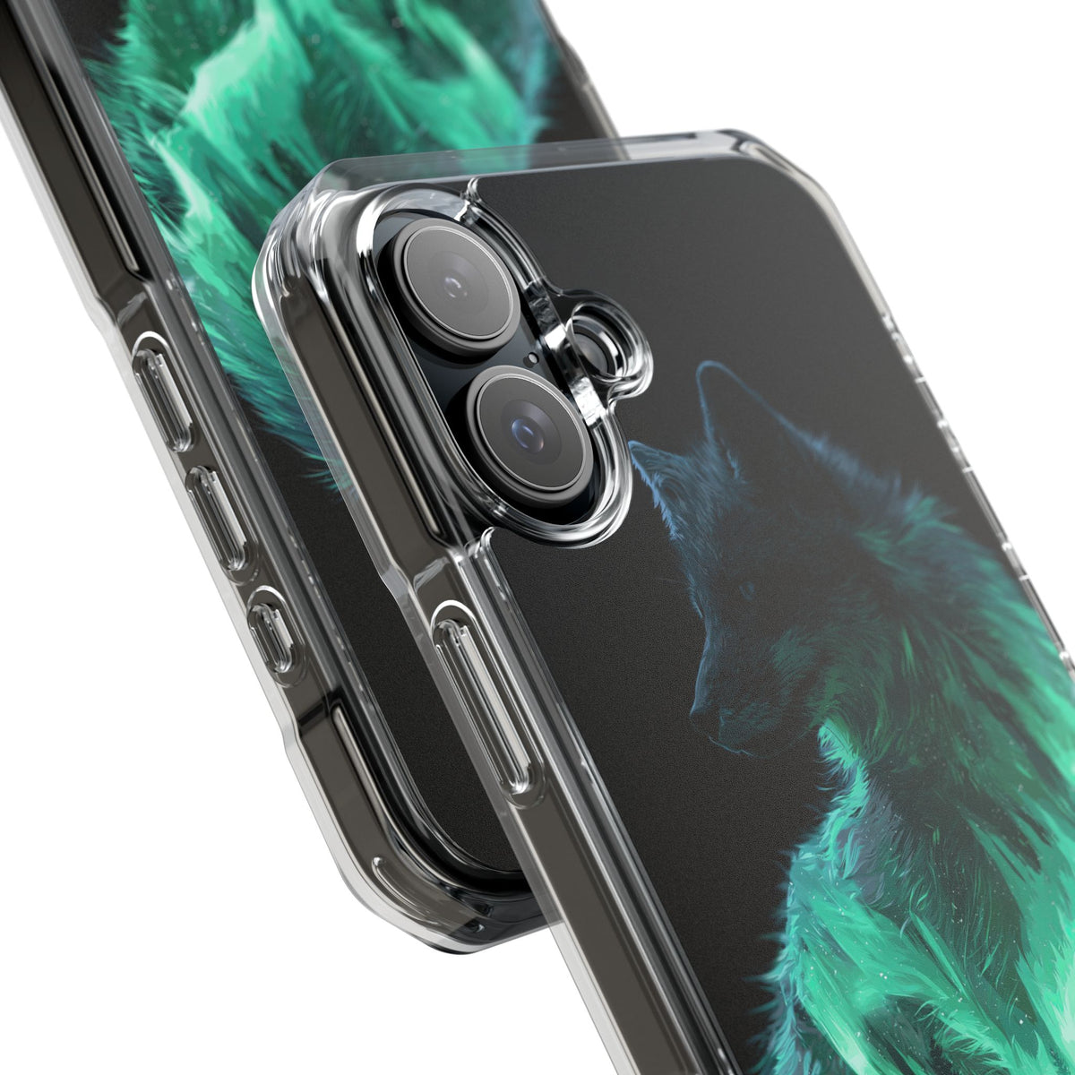 Nordic Aurora Fox · Clear Impact Magnetic Phone Case for iPhone · Teal