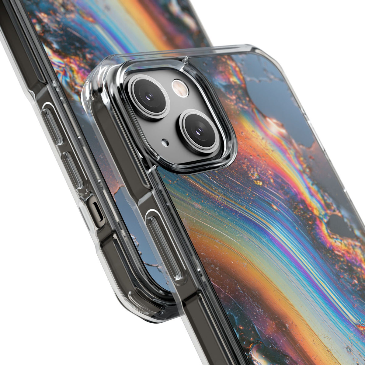 Prismatic Aura Flow · Clear Impact Magnetic Phone Case for iPhone · Blue