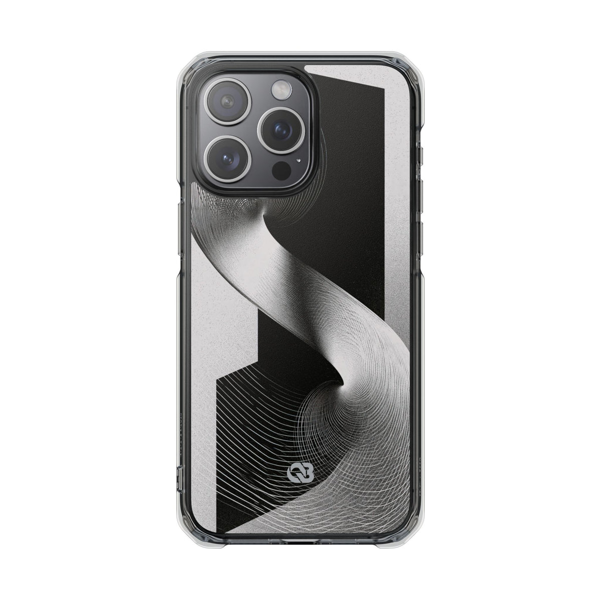 Grey Impact MagSafe Phone Case for iPhone - Obsidian Moiré Wave