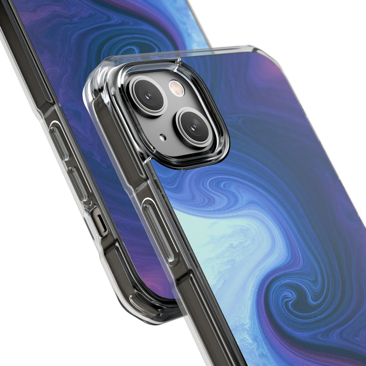 Azure Fluid Swirl · Clear Impact Magnetic Phone Case for iPhone · Blue