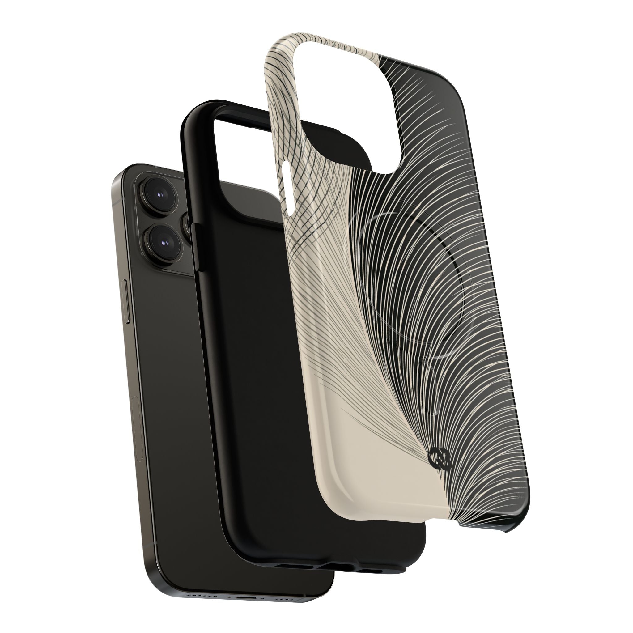Beige Tough 2.0 Magsafe Phone Case for iPhone - Obsidian Cream Plume