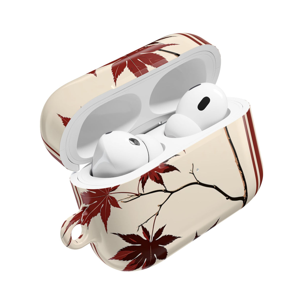 Crimson Maple Branch · Hard Case for AirPods & AirPods Pro · Beige