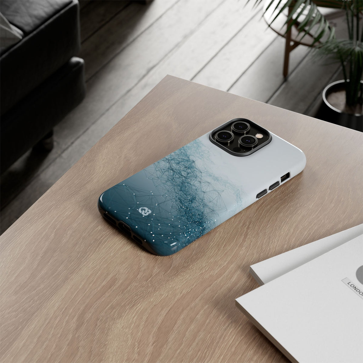 Teal Tough Phone Case for iPhone - Cyan Vector Lattice