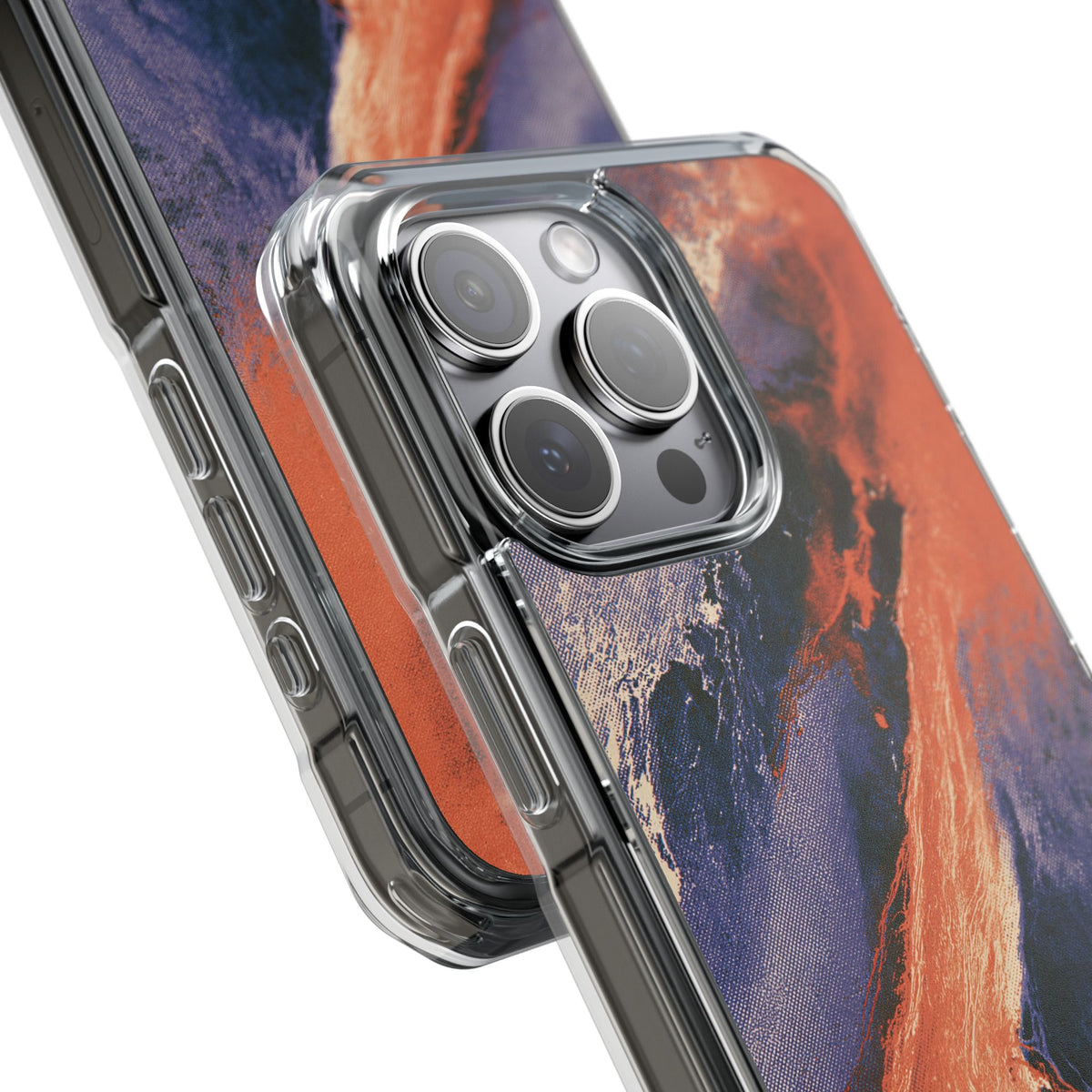 Solar Aura Drift · Clear Impact Magnetic Phone Case for iPhone · Orange
