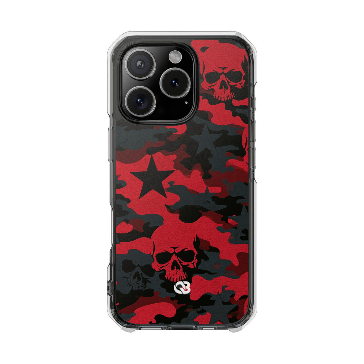 Crimson Skull Camo · Clear Impact Magnetic Phone Case for iPhone · Red