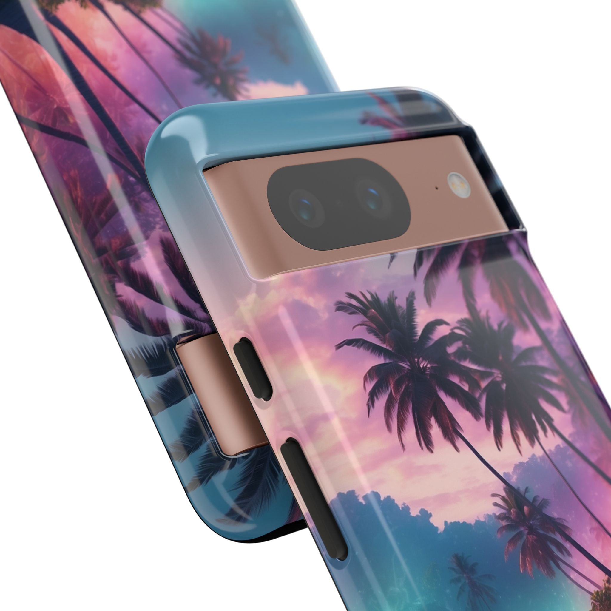 Neon Shore Palms · Tough Handyhülle für Google Pixel