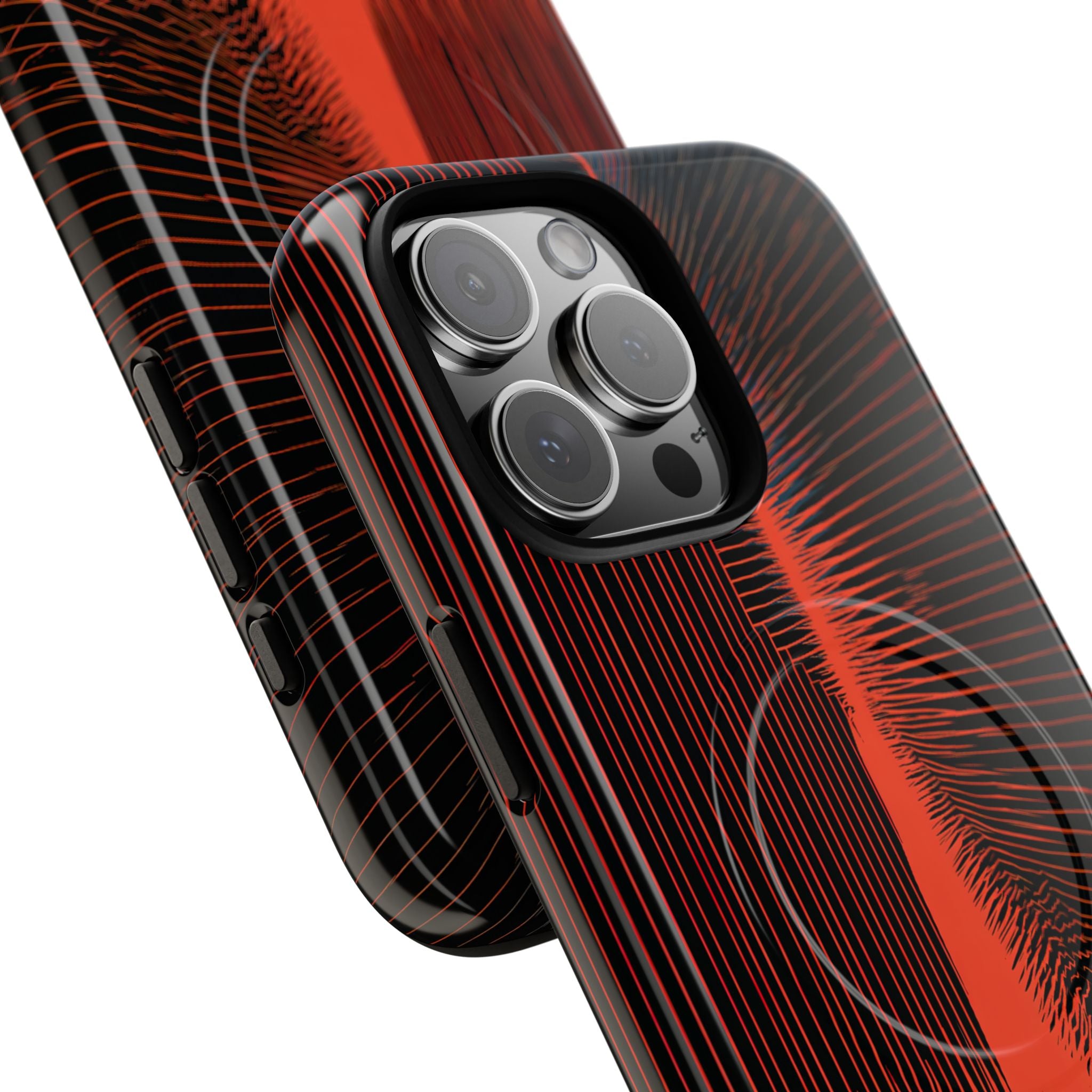 Red Tough 2.0 Magsafe Phone Case for iPhone - Crimson Frequency Pulse