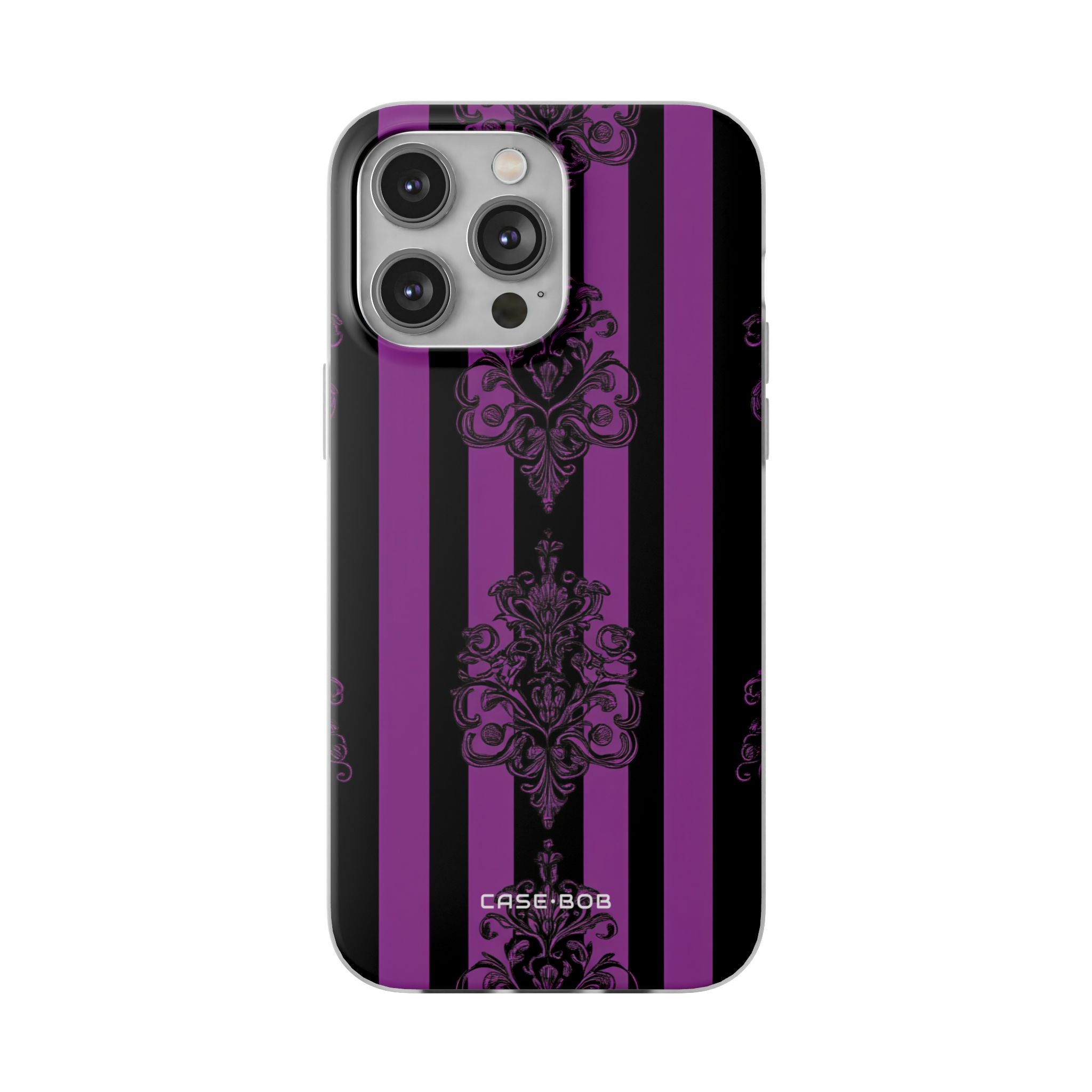 Damask Elegance Purple iPhone 14 Pro Max -pehmeä suojakotelo